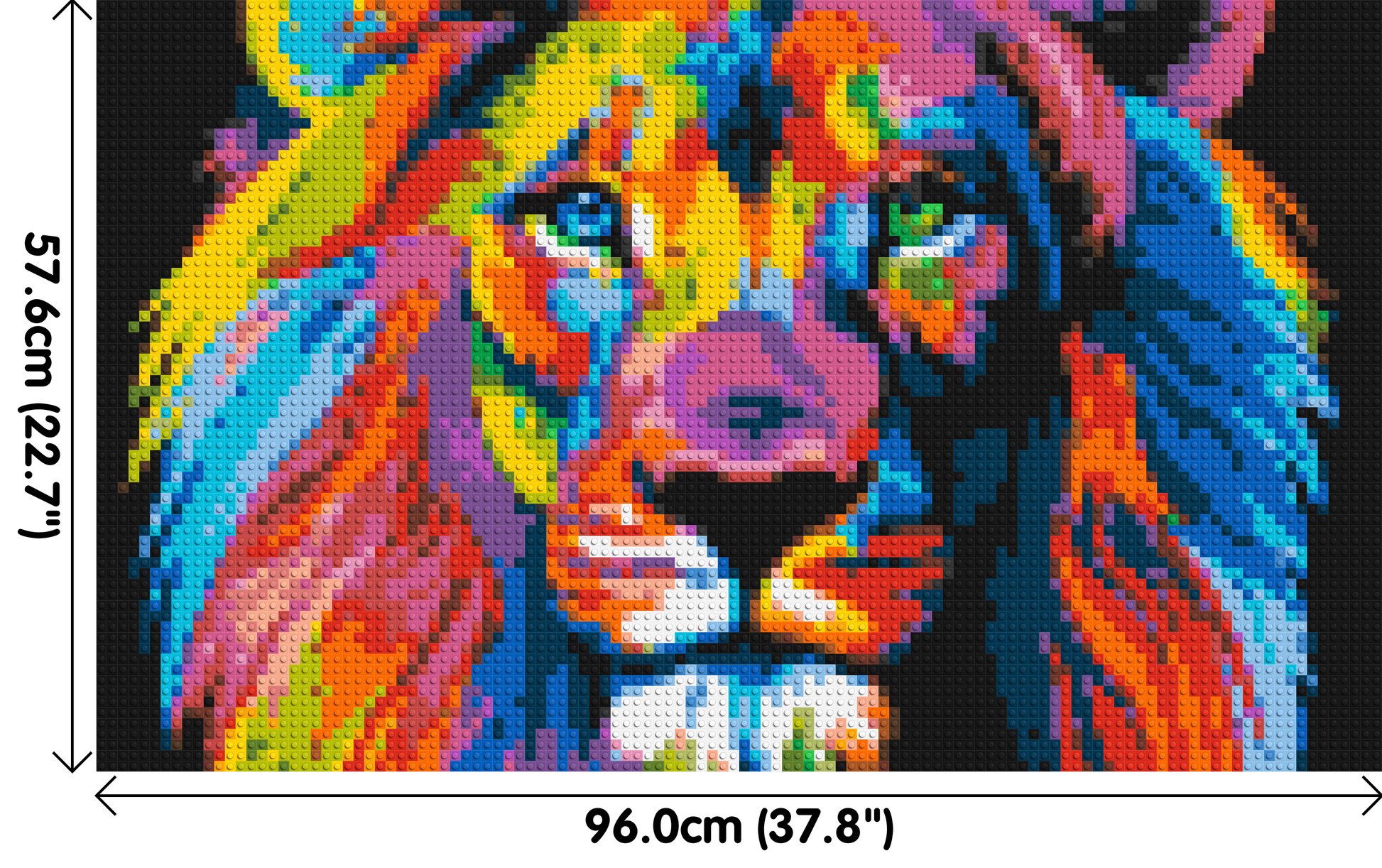 Lion Colourful Pop Art - Brick Art Mosaic Kit 5x3 dimensions