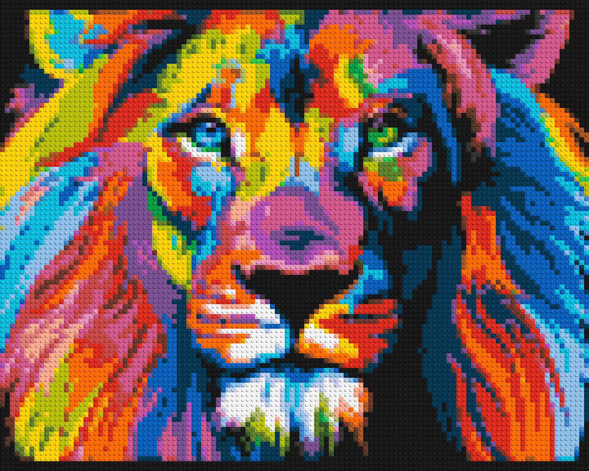 Lion Colourful Pop Art - Brick Art Mosaic Kit 5x4 large