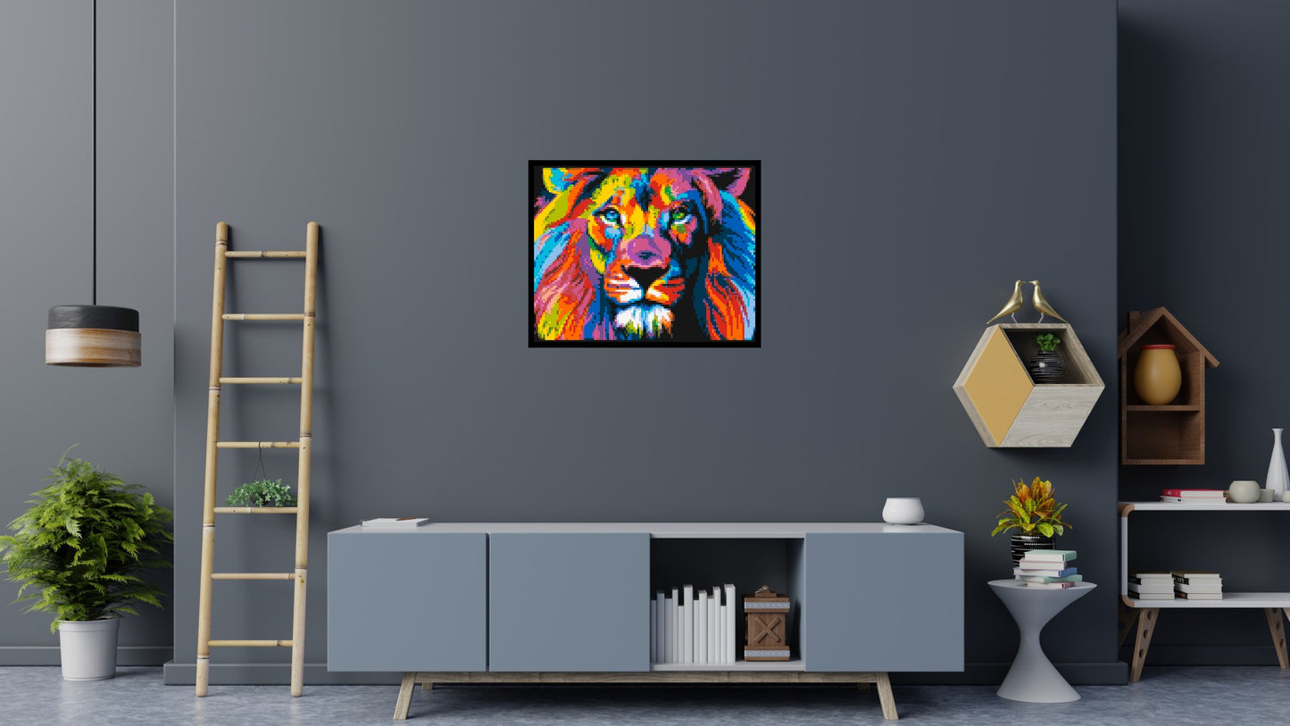 Lion Colourful Pop Art - Brick Art Mosaic Kit 5x4 large