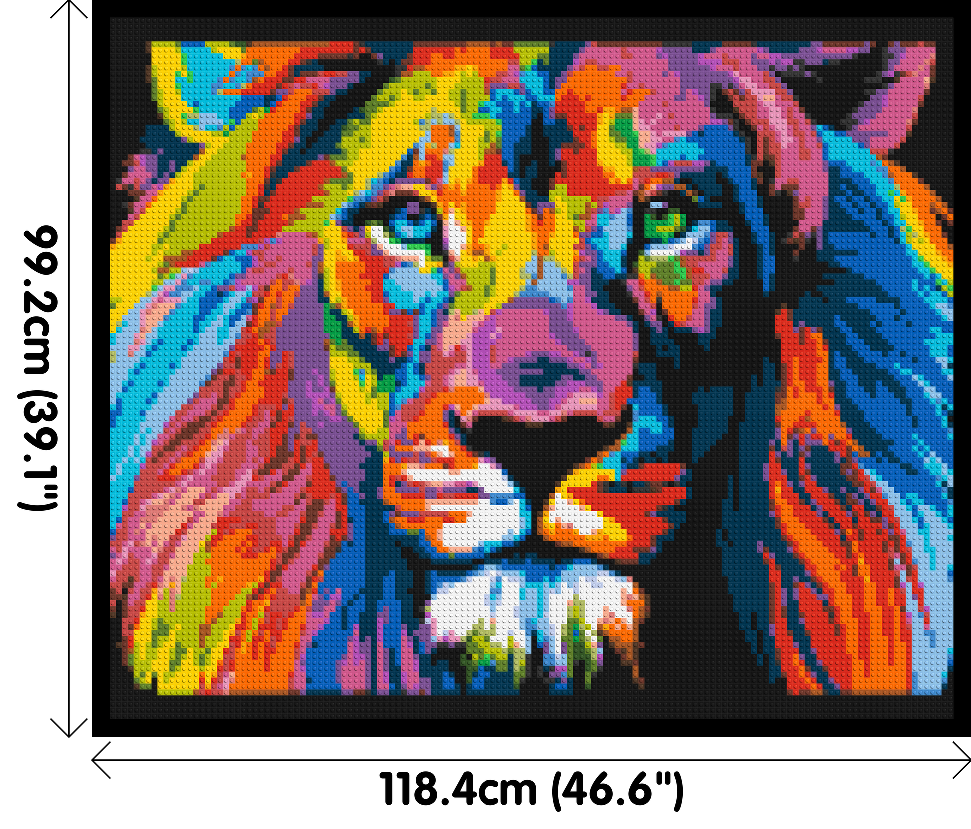 Lion Colourful Pop Art - Brick Art Mosaic Kit 6x5 dimensions with frame