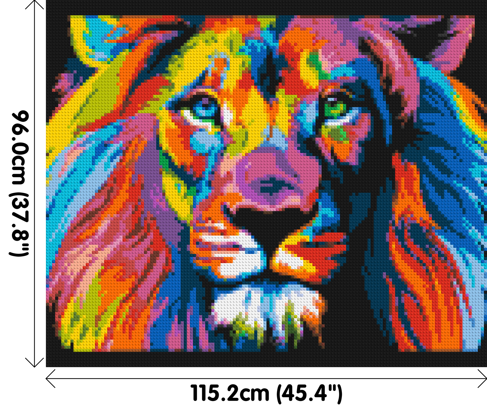 Lion Colourful Pop Art - Brick Art Mosaic Kit 6x5 dimensions