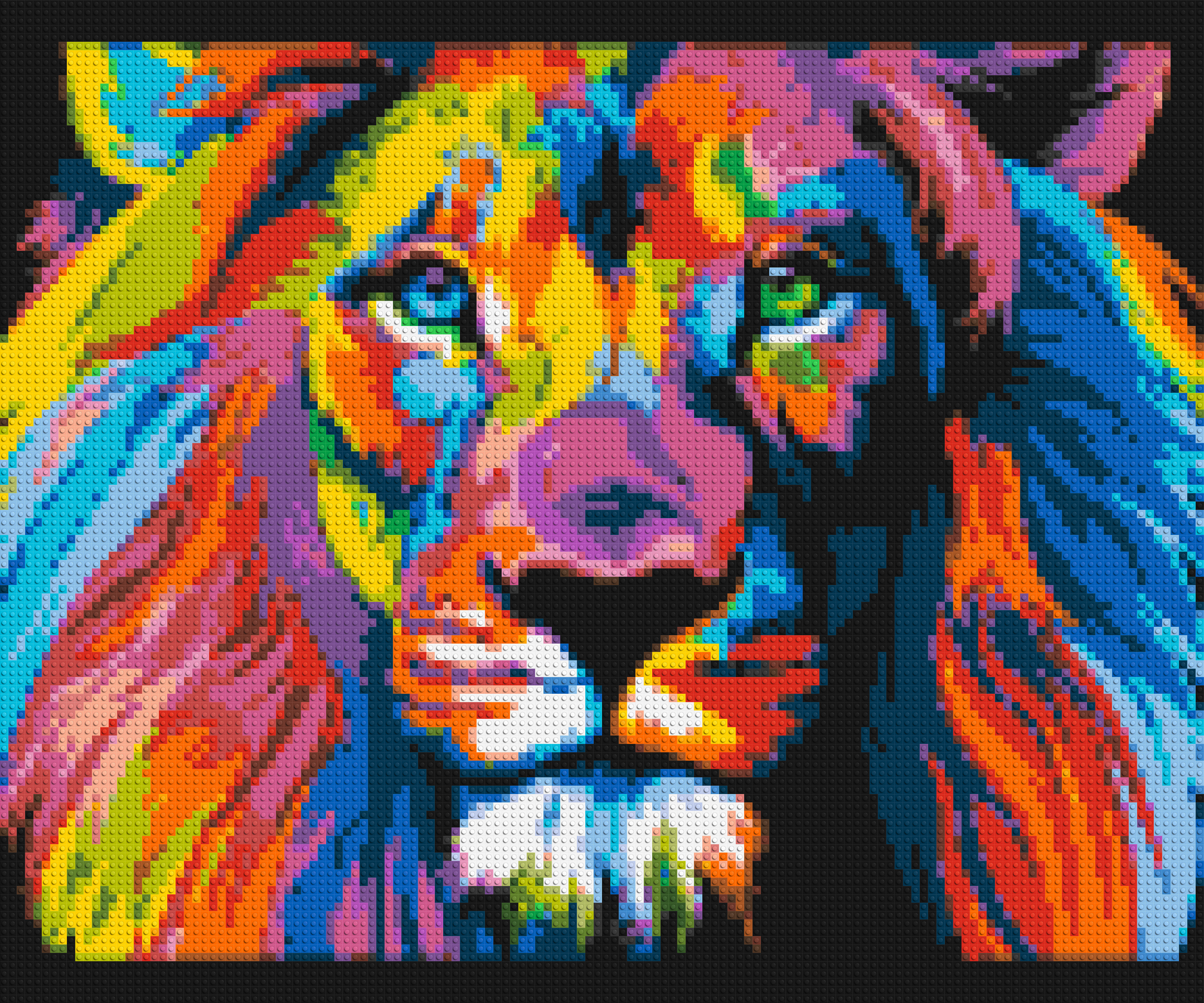 Lion Colourful Pop Art - Brick Art Mosaic Kit 6x5 large