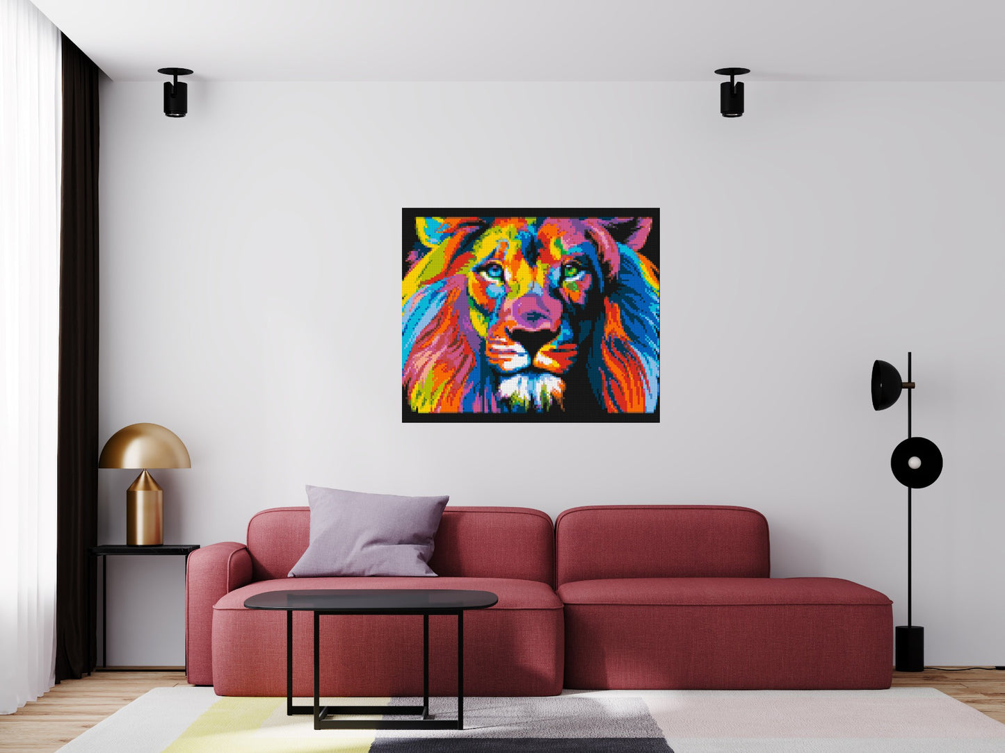 Lion Colourful Pop Art - Brick Art Mosaic Kit 6x5 large