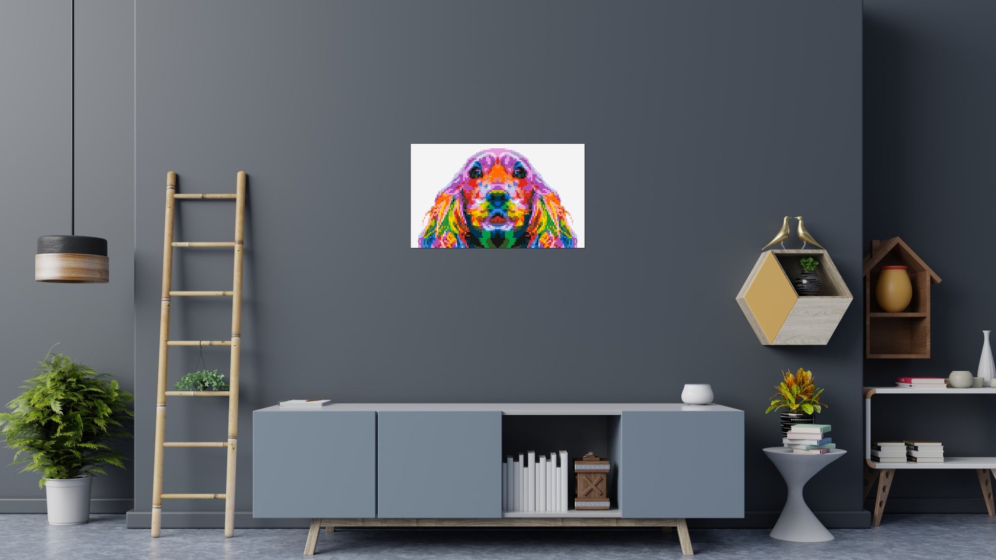 Cocker Spaniel Colourful Pop Art - Brick Art Mosaic Kit 5x3 scene