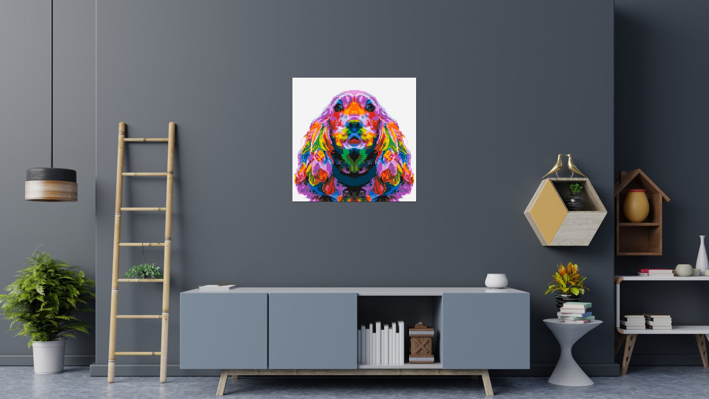 Cocker Spaniel Colourful Pop Art - Brick Art Mosaic Kit 5x5 large