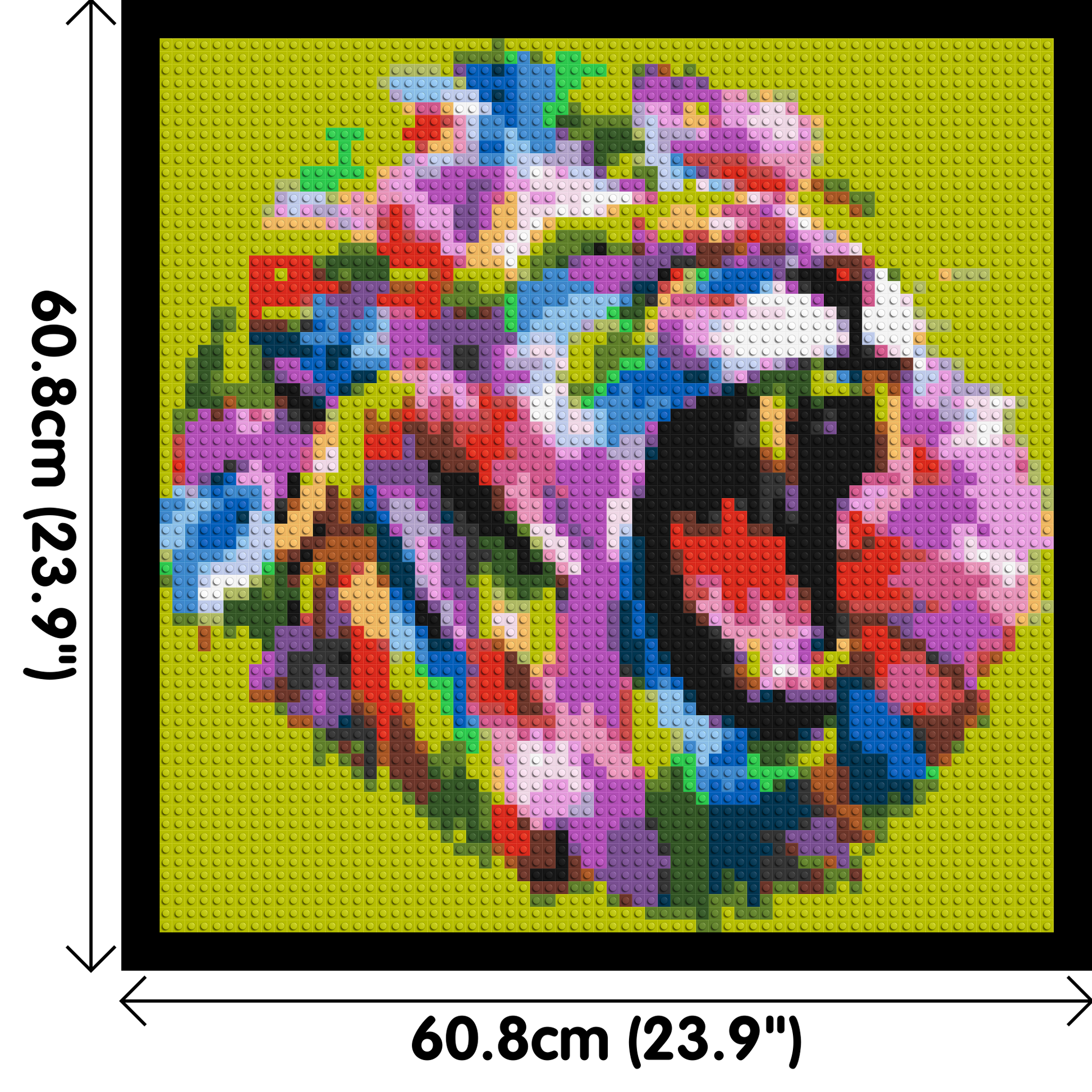 Roaring Lion Colourful Pop Art - Brick Art Mosaic Kit 3x3 dimensions with frame