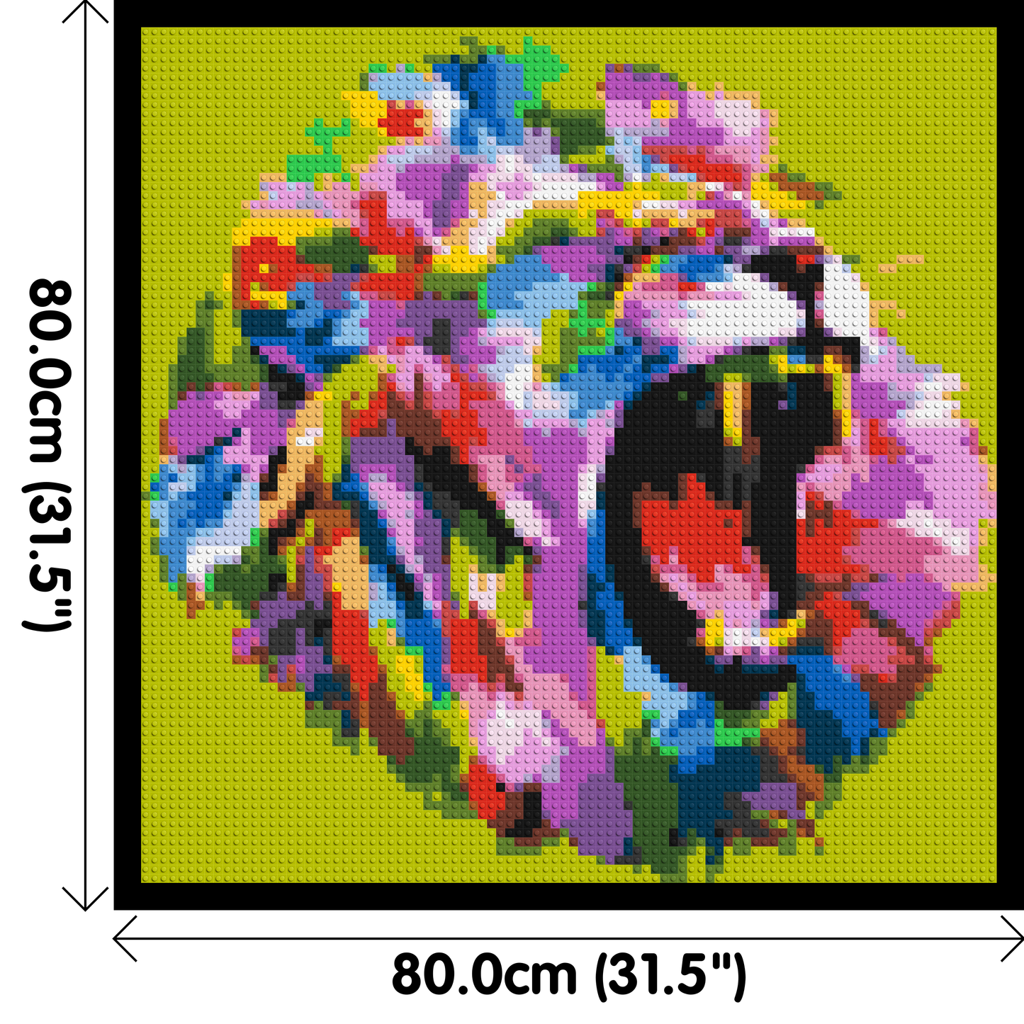 Roaring Lion Colourful Pop Art - Brick Art Mosaic Kit 4x4 large