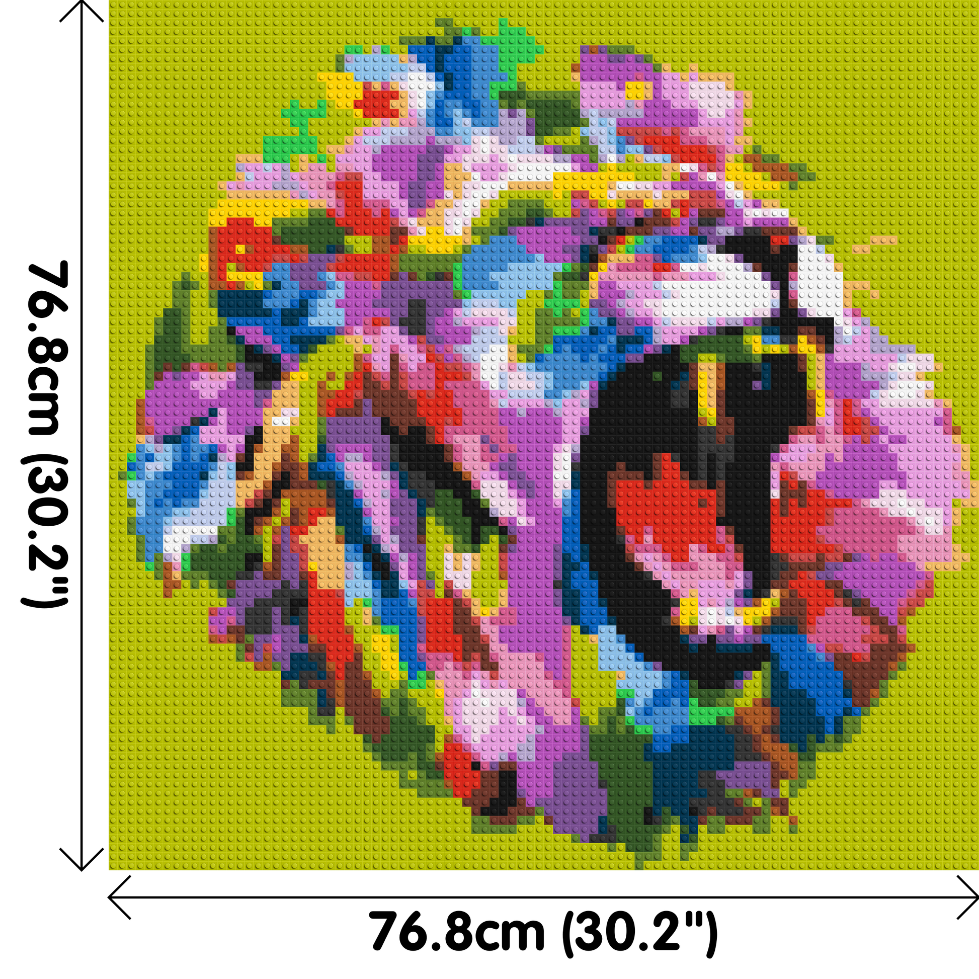 Roaring Lion Colourful Pop Art - Brick Art Mosaic Kit 4x4 dimensions