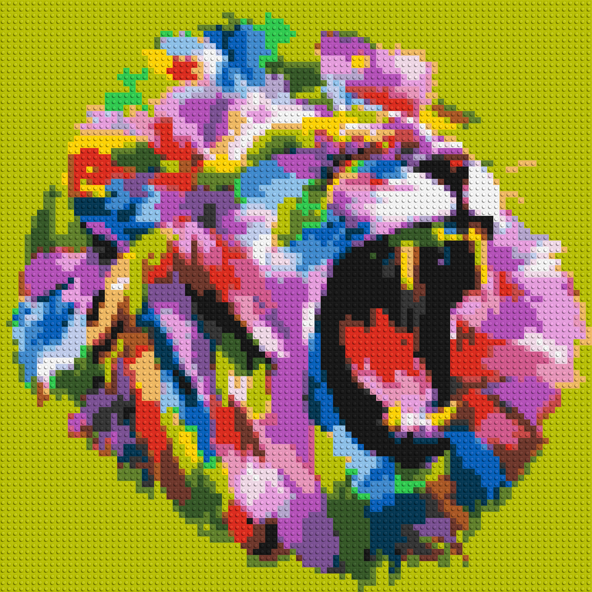 Roaring Lion Colourful Pop Art - Brick Art Mosaic Kit 4x4 large