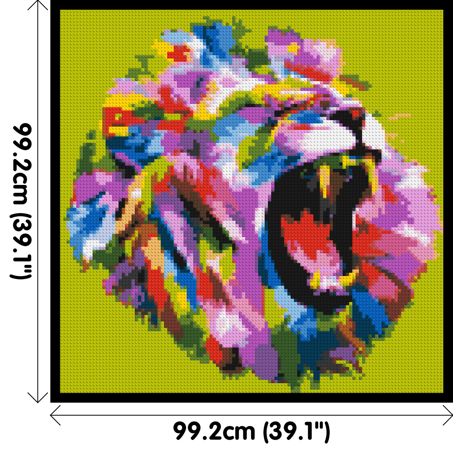 Roaring Lion Colourful Pop Art - Brick Art Mosaic Kit 5x5 large