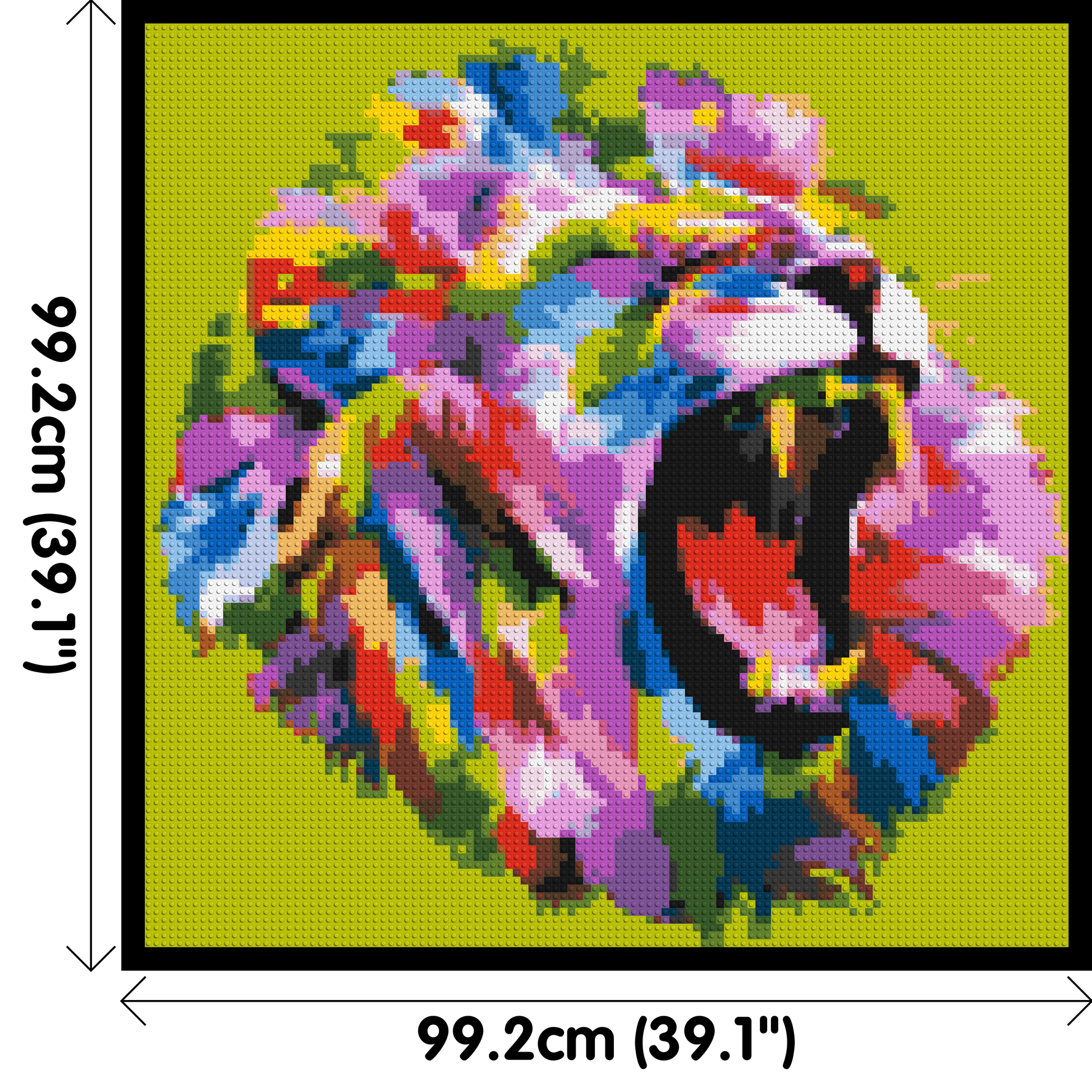 Roaring Lion Colourful Pop Art - Brick Art Mosaic Kit 5x5 dimensions with frame