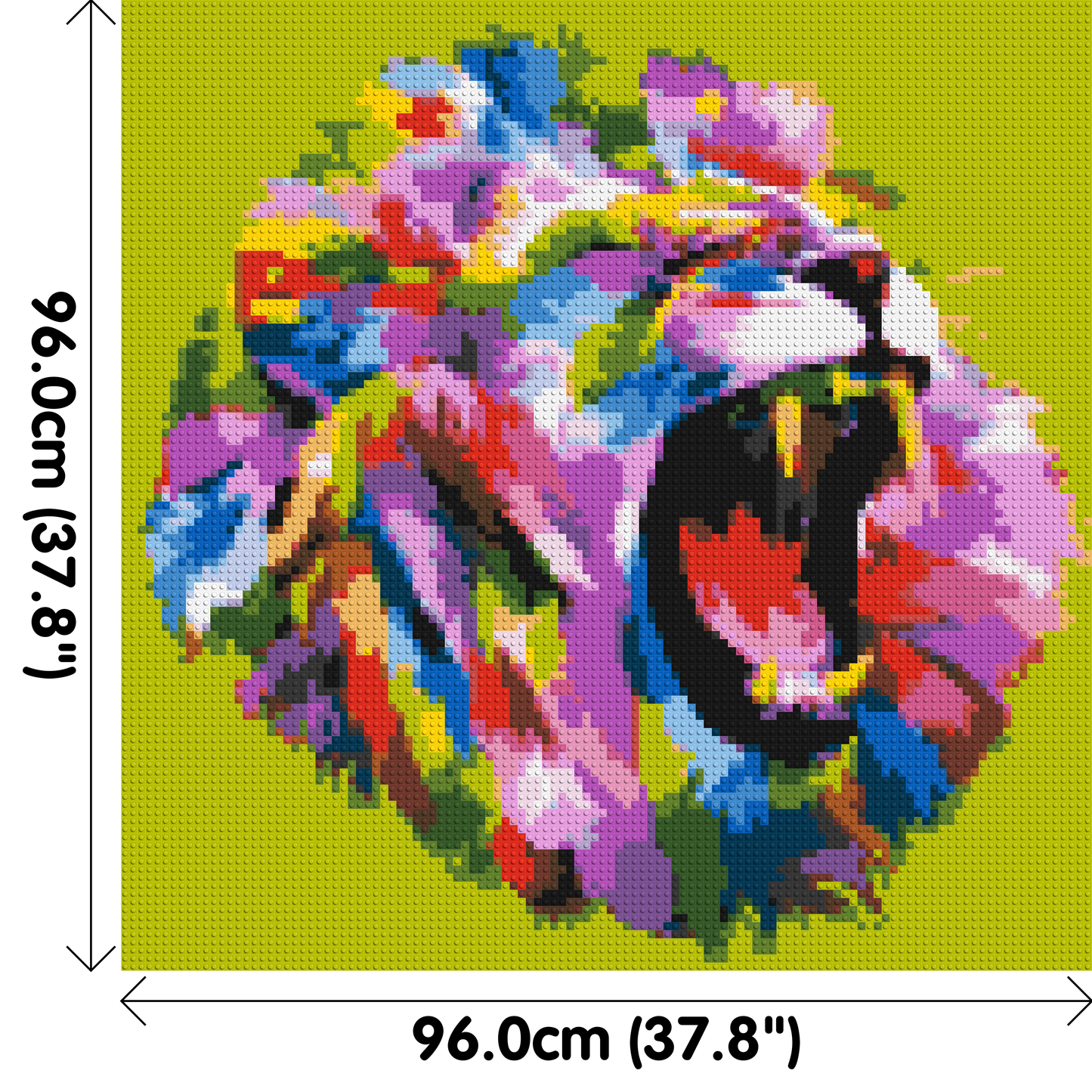 Roaring Lion Colourful Pop Art - Brick Art Mosaic Kit 5x5 large