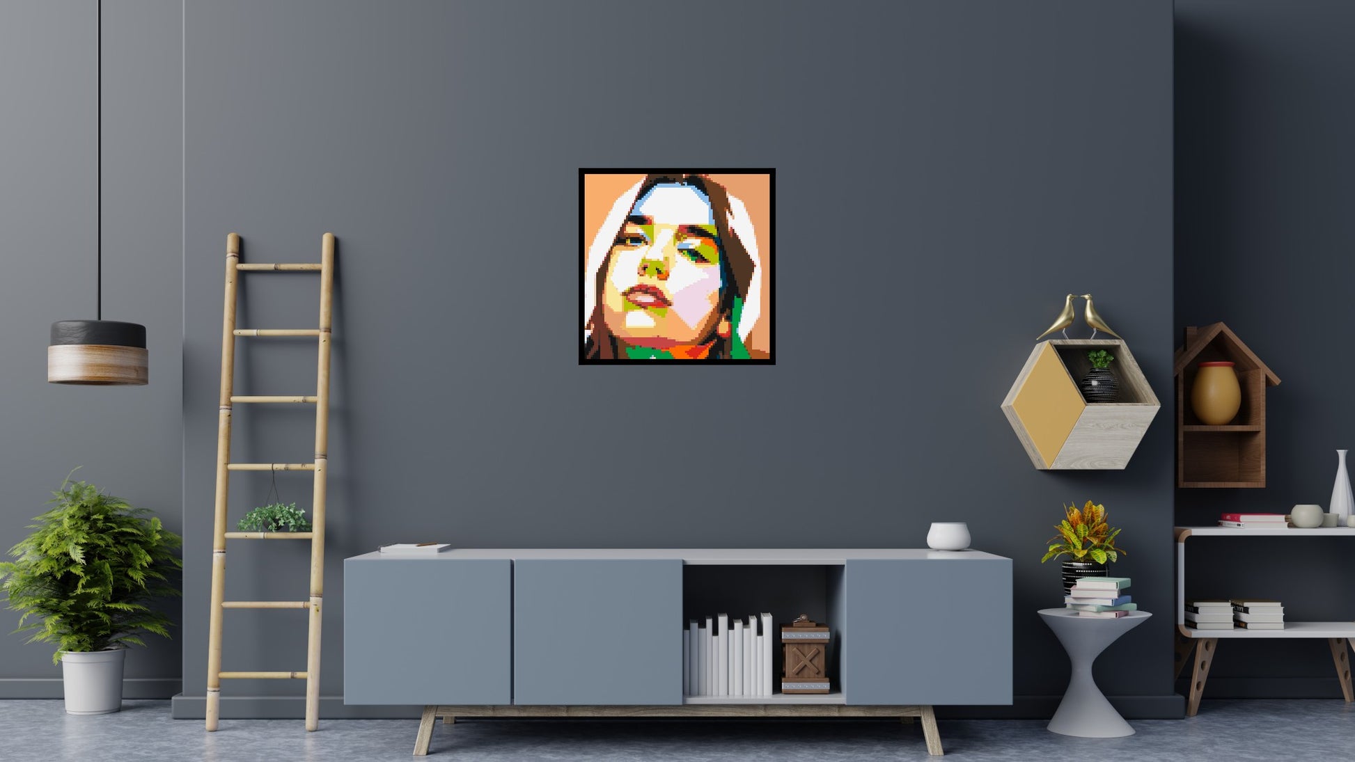 Dua Lipa #2 - Brick Art Mosaic Kit 4x4 scene with frame