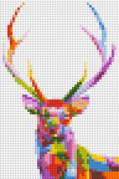 Stag Colourful Pop Art - Brick Art Mosaic Kit 2x3 large