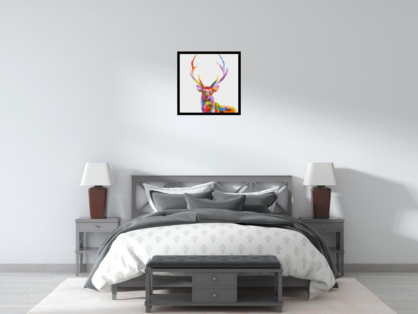 Stag Colourful Pop Art - Brick Art Mosaic Kit 3x3 large