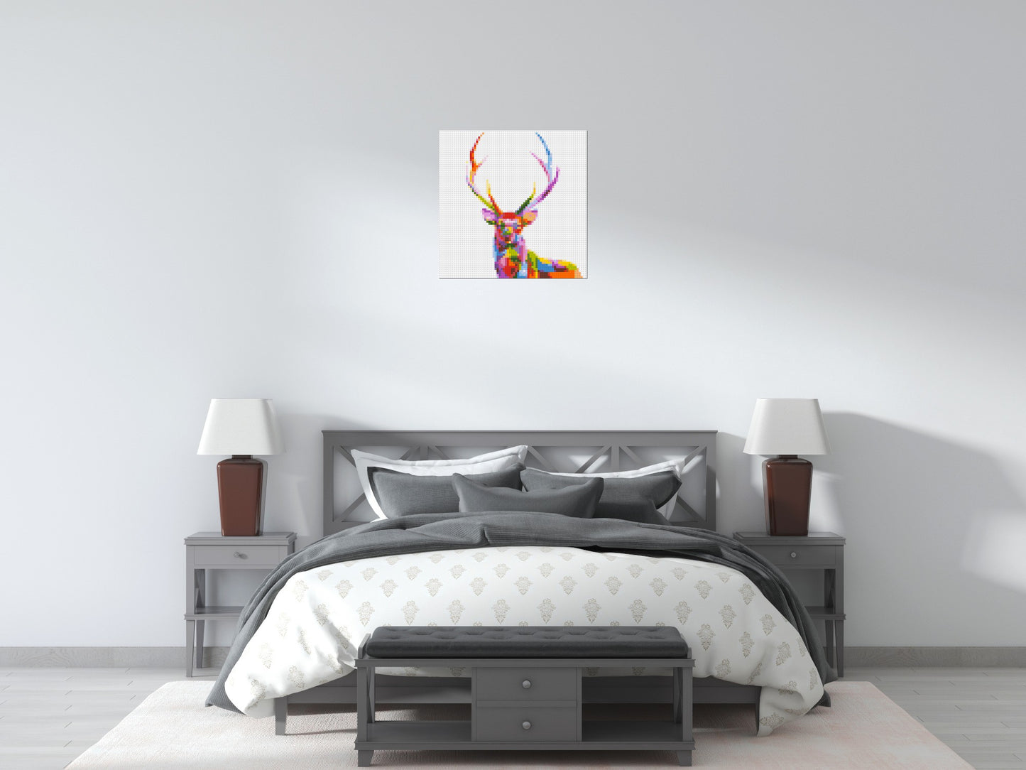 Stag Colourful Pop Art - Brick Art Mosaic Kit 3x3 large