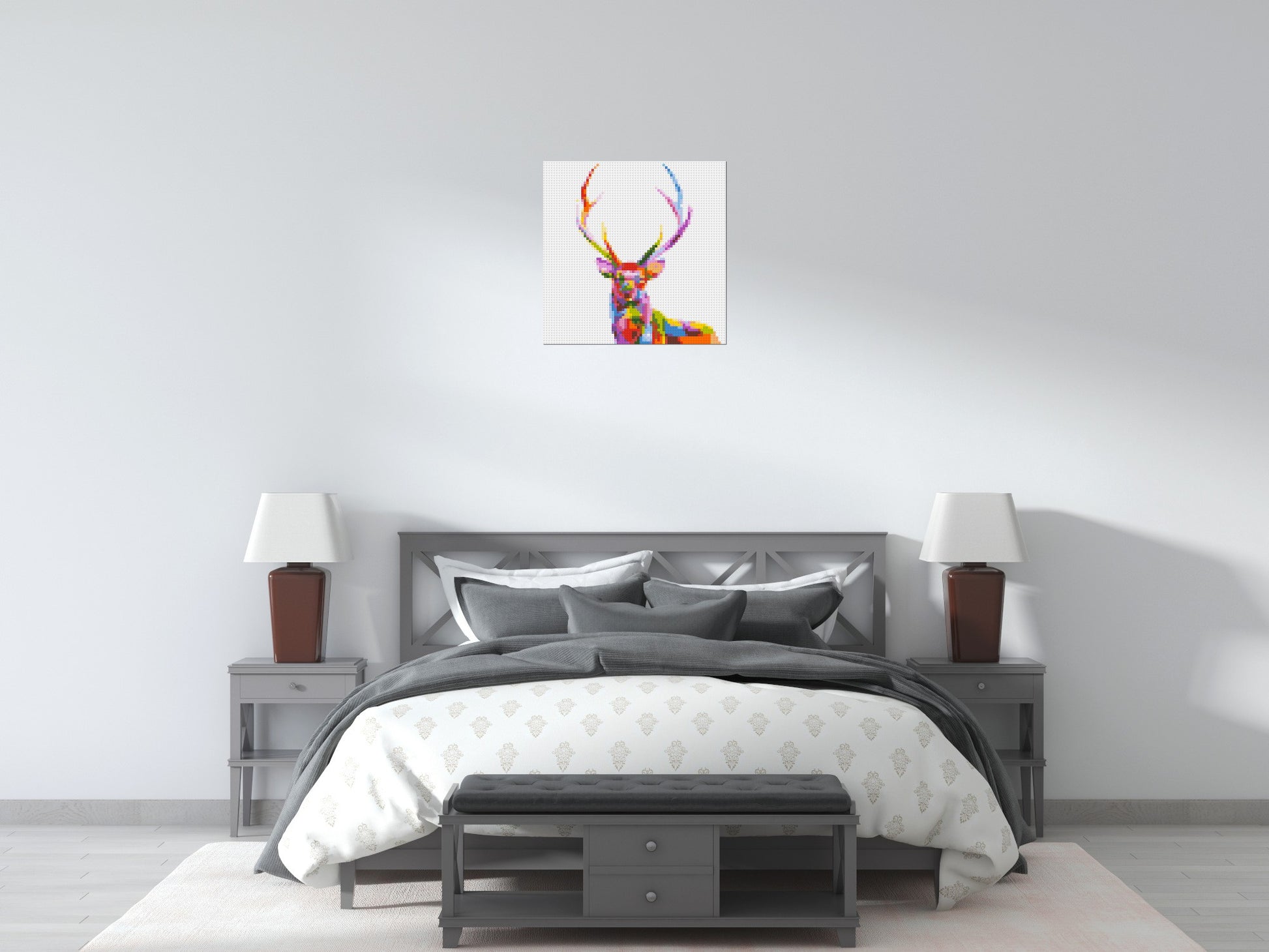 Stag Colourful Pop Art - Brick Art Mosaic Kit 3x3 scene