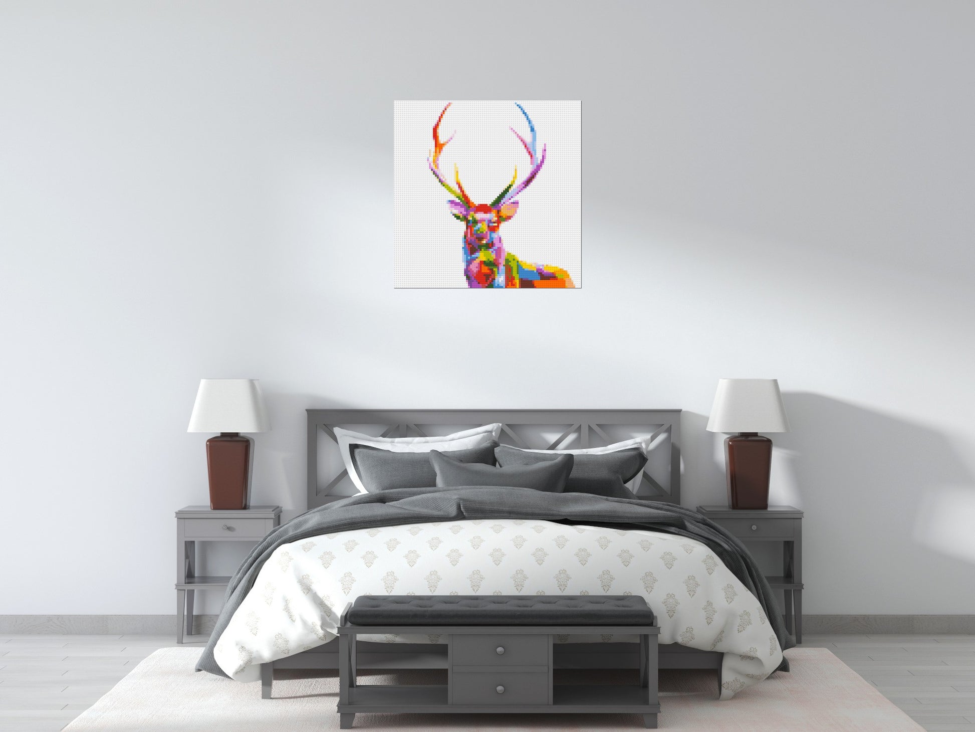 Stag Colourful Pop Art - Brick Art Mosaic Kit 4x4 scene