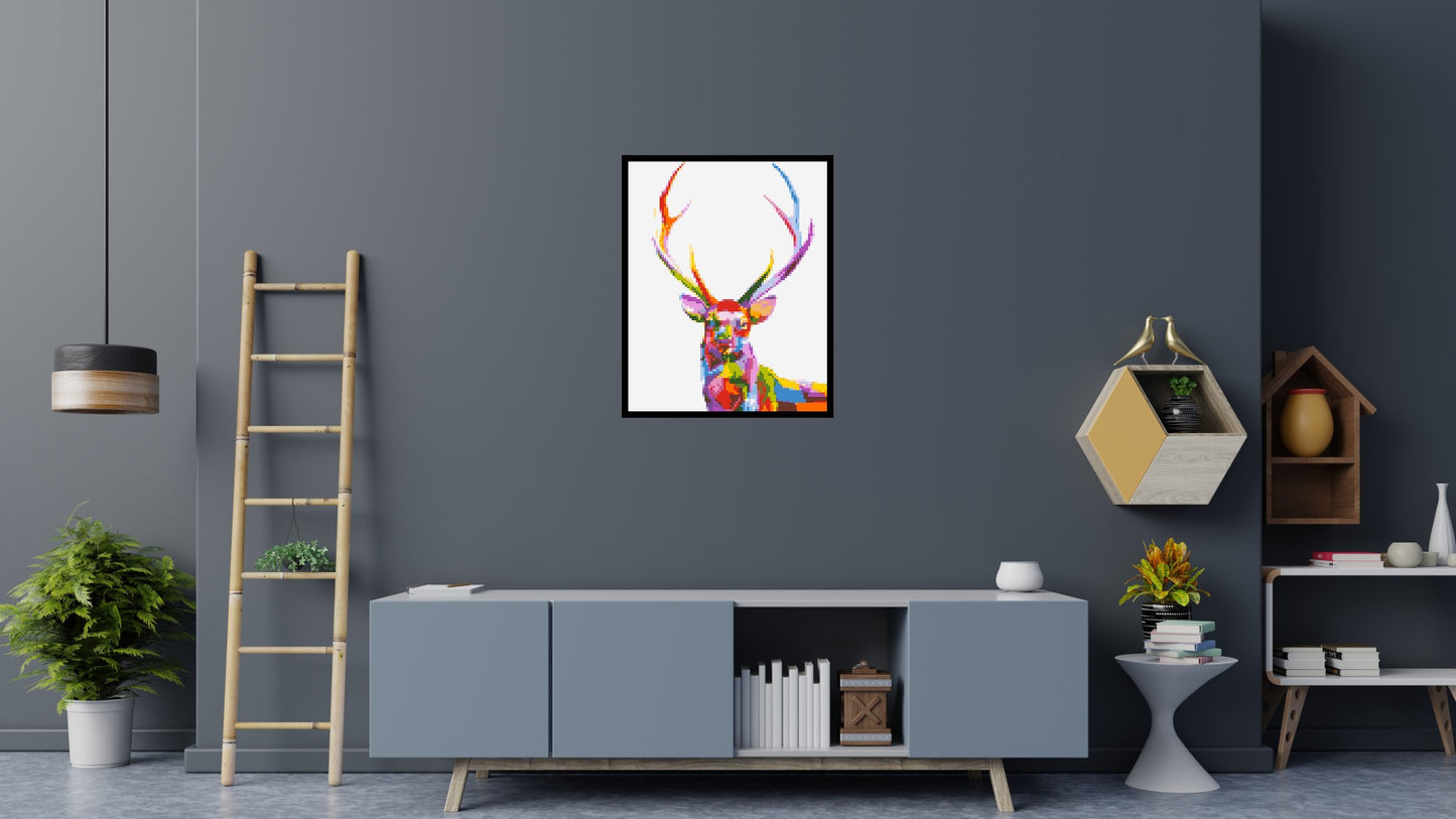 Stag Colourful Pop Art - Brick Art Mosaic Kit 4x5 large