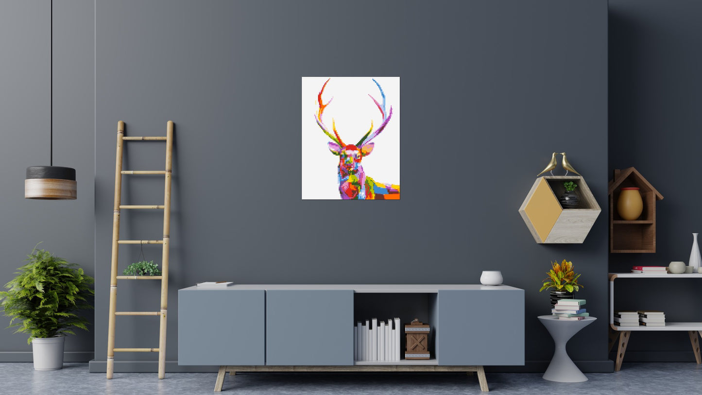 Stag Colourful Pop Art - Brick Art Mosaic Kit 4x5 large