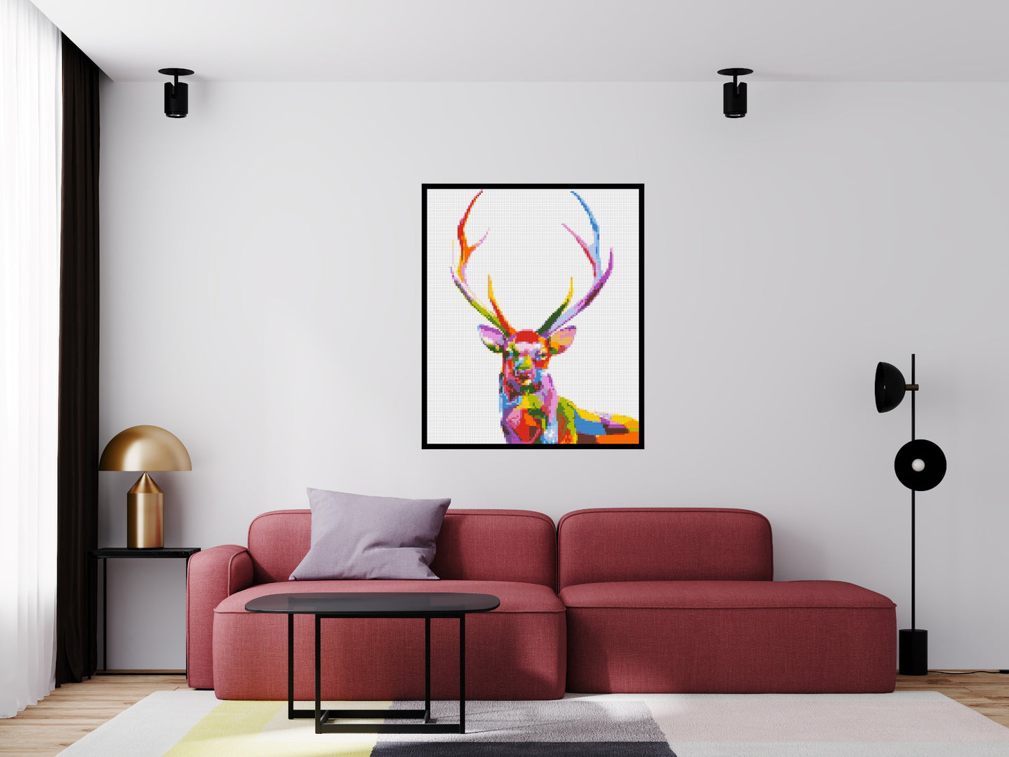 Stag Colourful Pop Art - Brick Art Mosaic Kit 5x6 large