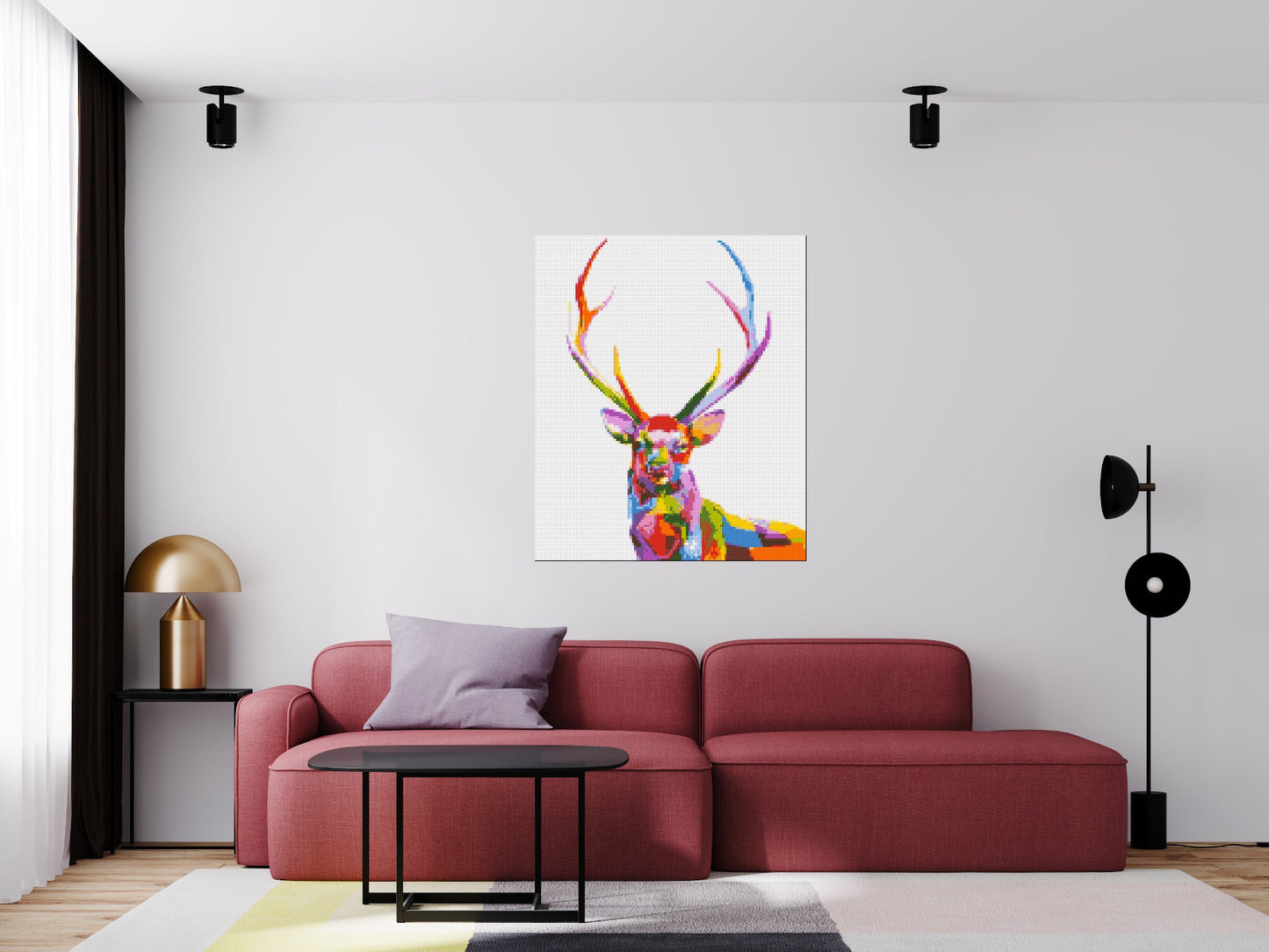 Stag Colourful Pop Art - Brick Art Mosaic Kit 5x6 large