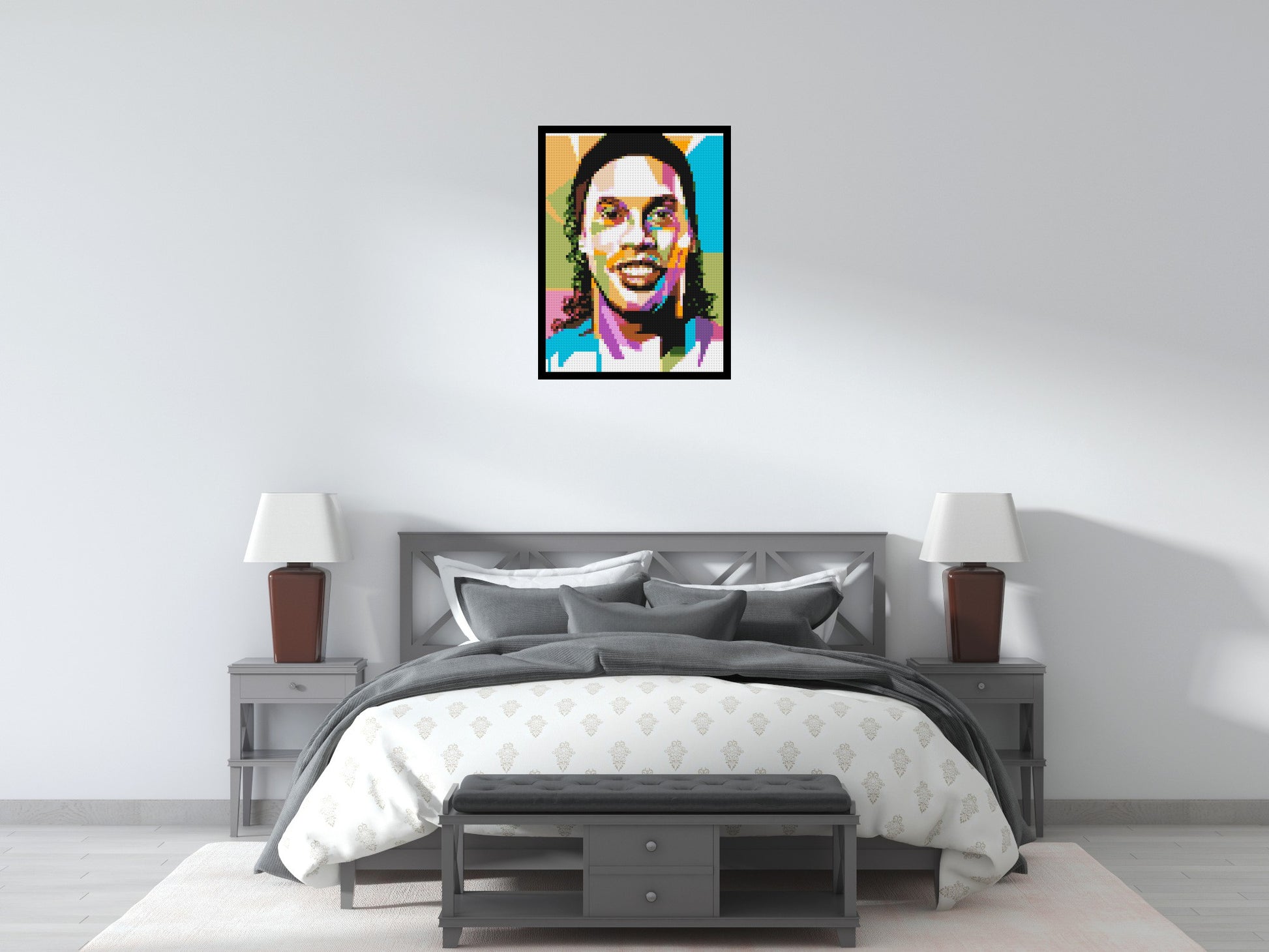 Ronaldinho Gaúcho - Brick Art Mosaic Kit 3x4 scene with frame