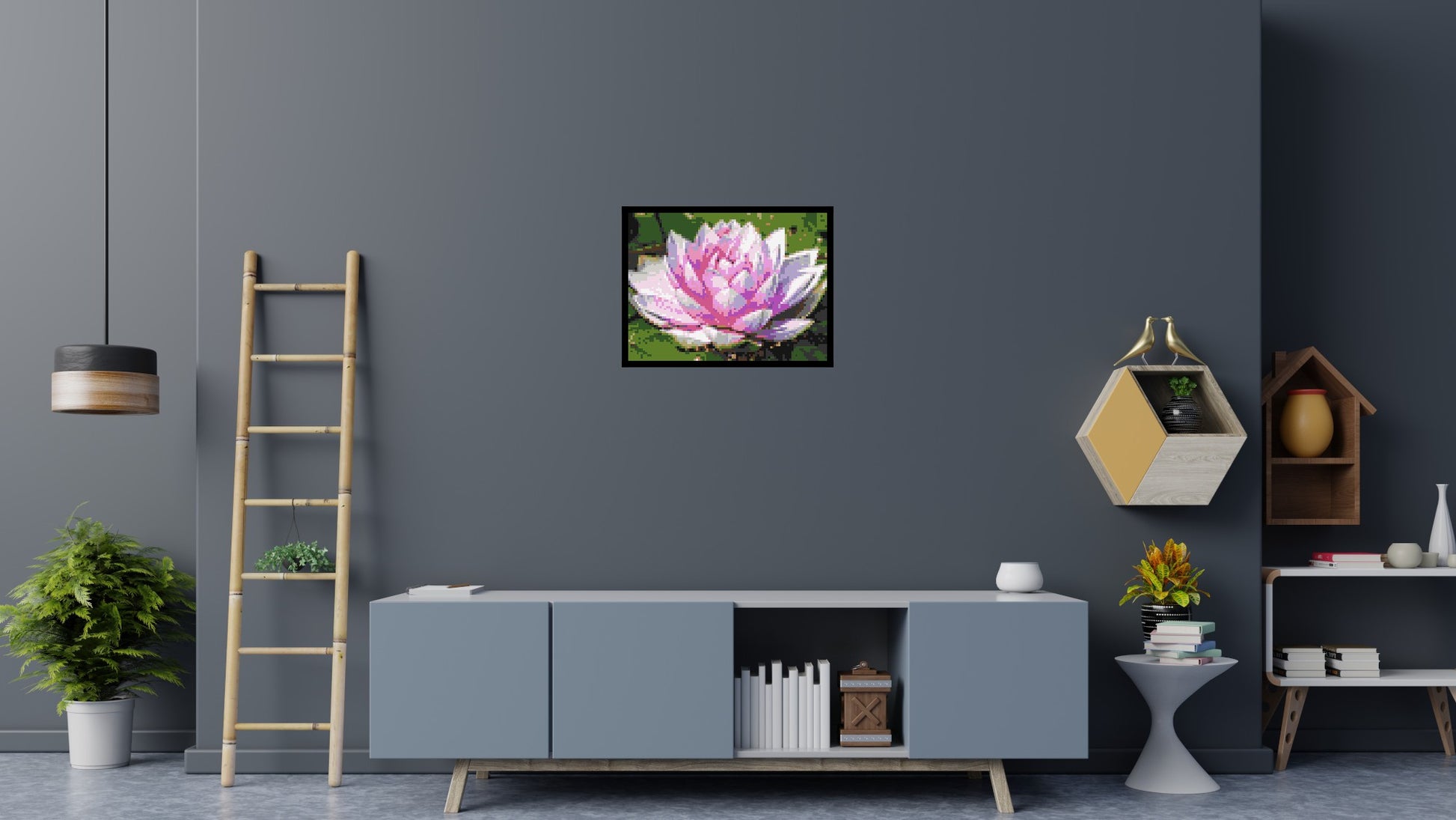 Water Lily - Brick Art Mosaic Kit 4x3 scene with frame