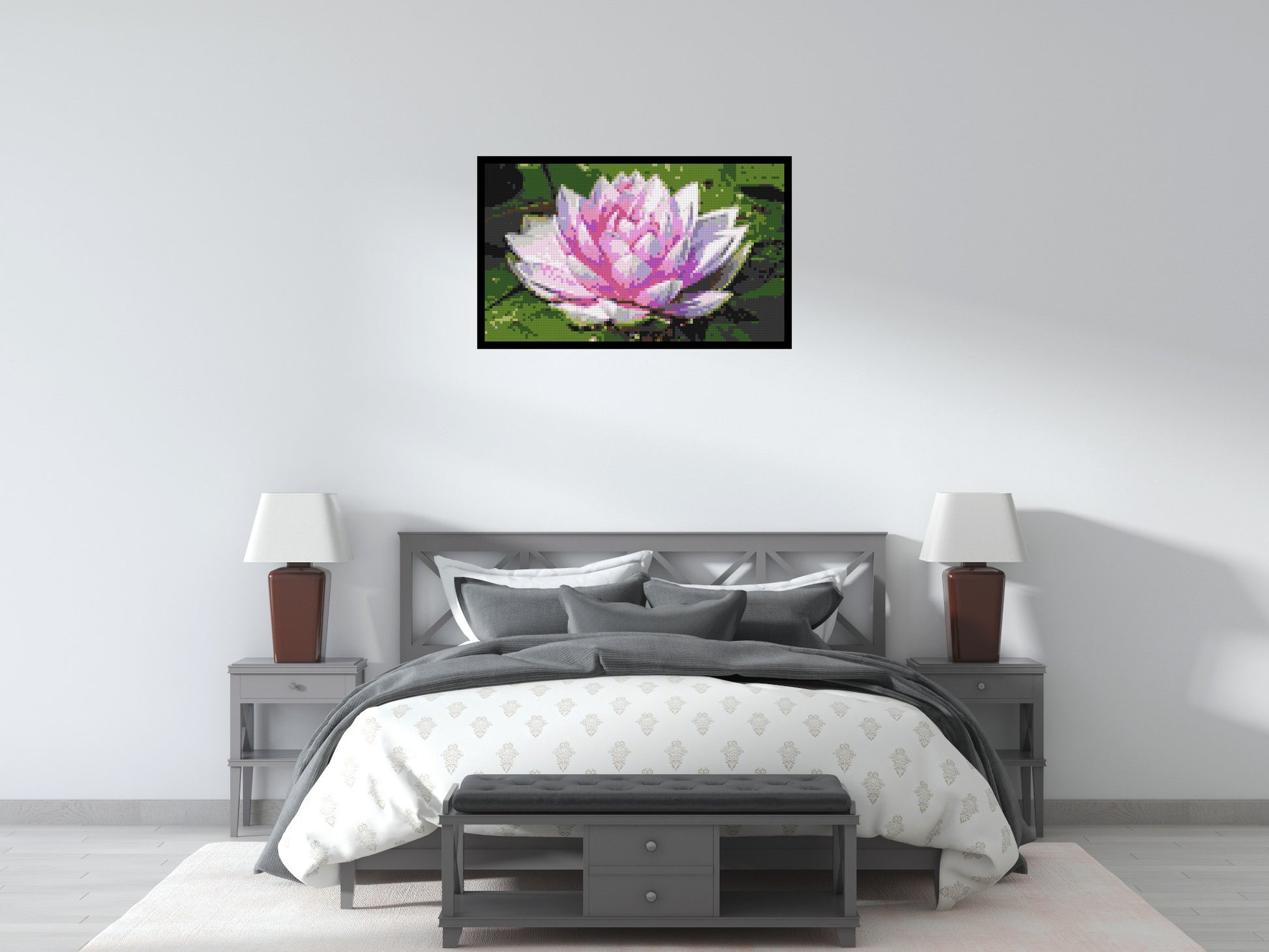 Water Lily - Brick Art Mosaic Kit 5x3 scene with frame