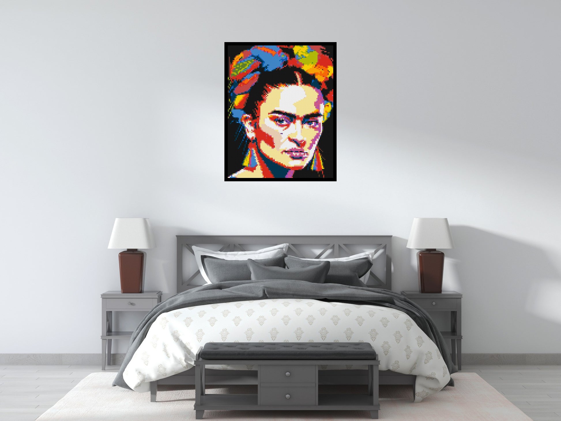 Frida Kahlo - Brick Art Mosaic Kit 4x5 scene with frame