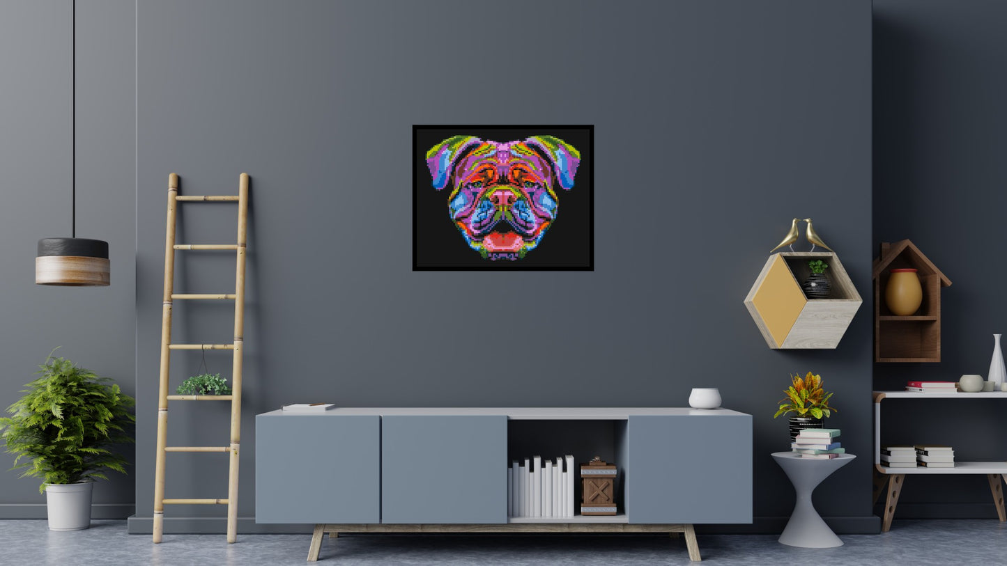 British Bulldog Colourful Pop Art - Brick Art Mosaic Kit 5x4 large