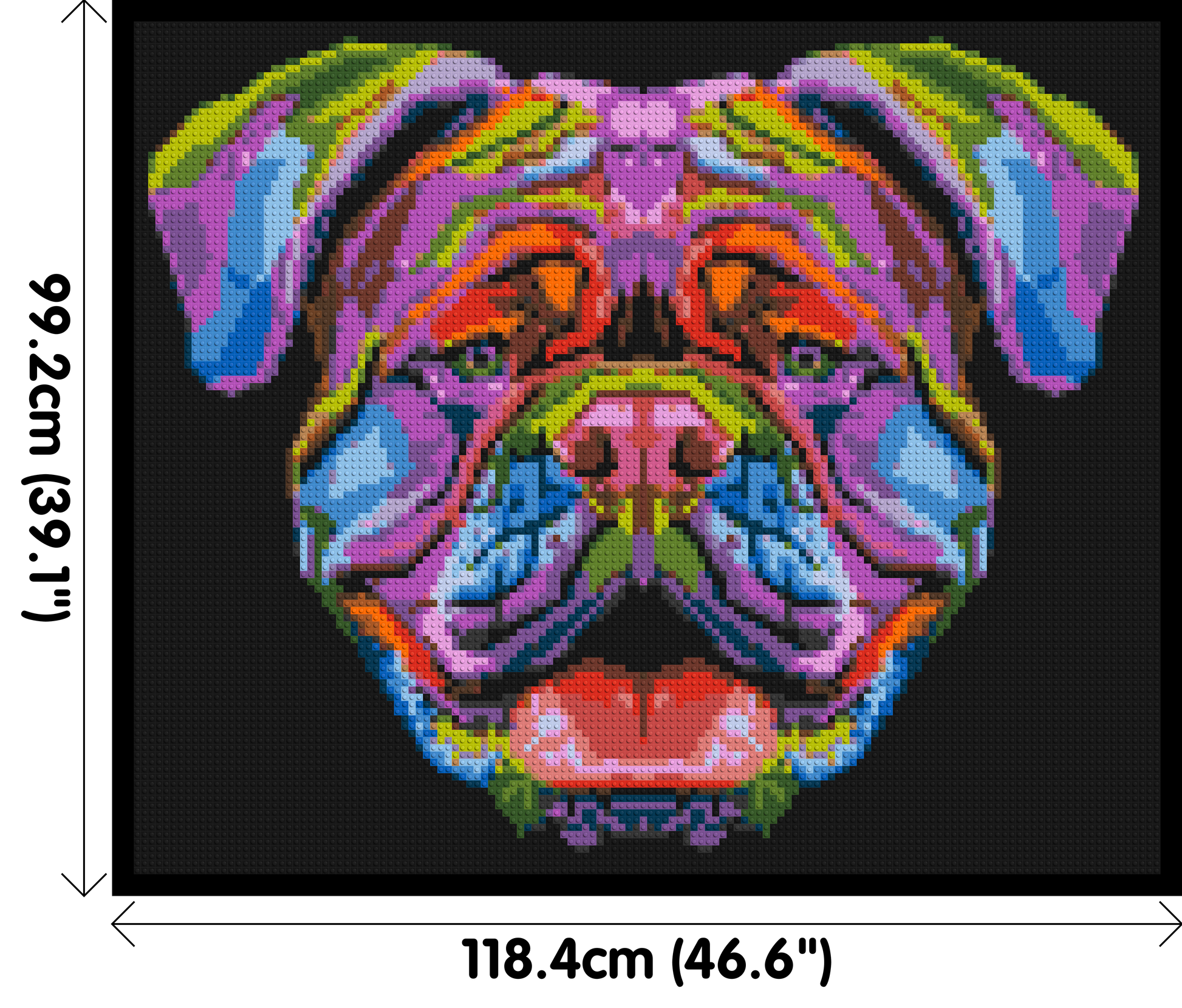 British Bulldog Colourful Pop Art - Brick Art Mosaic Kit 6x5 dimensions with frame