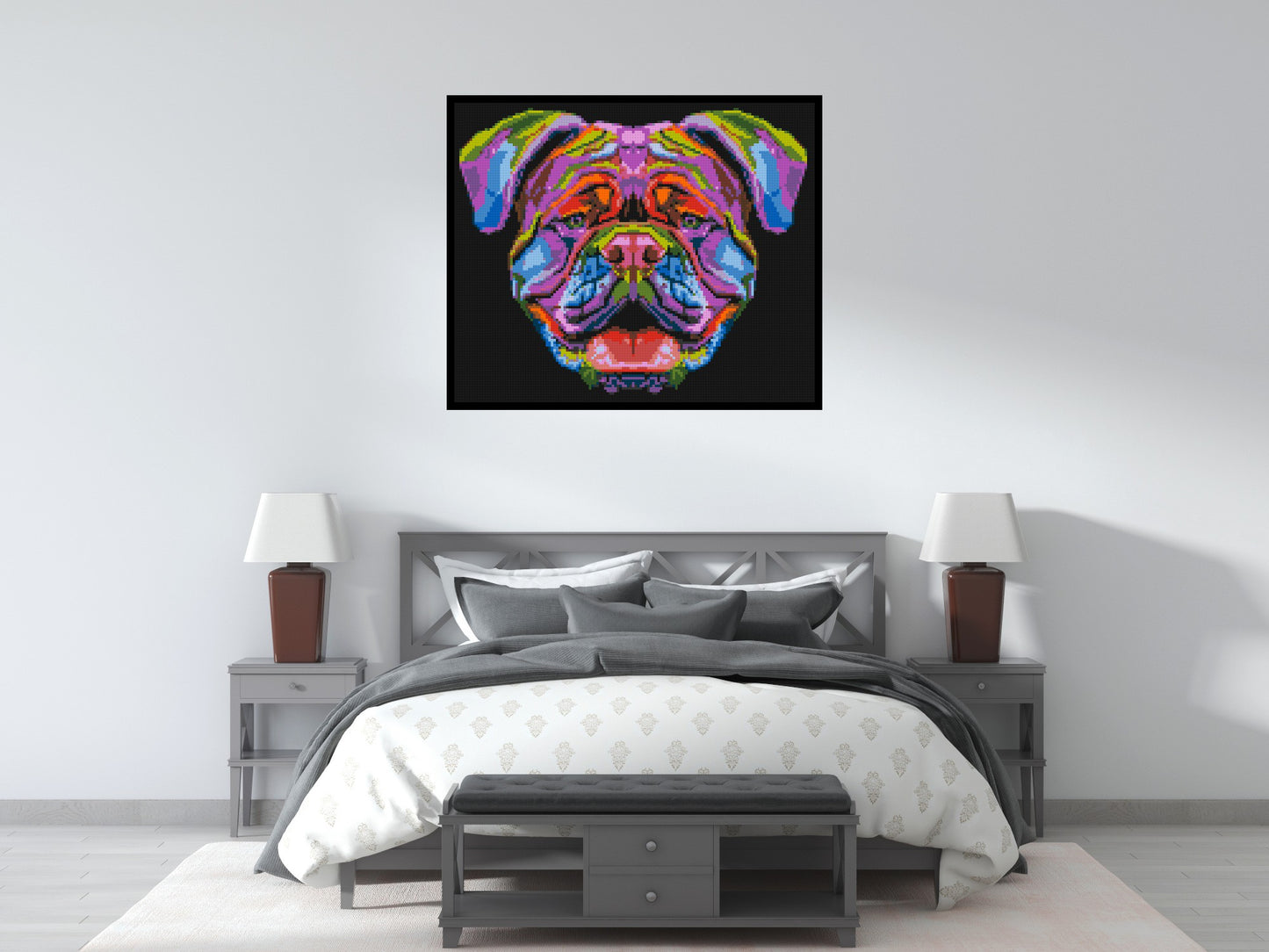 British Bulldog Colourful Pop Art - Brick Art Mosaic Kit 6x5 large