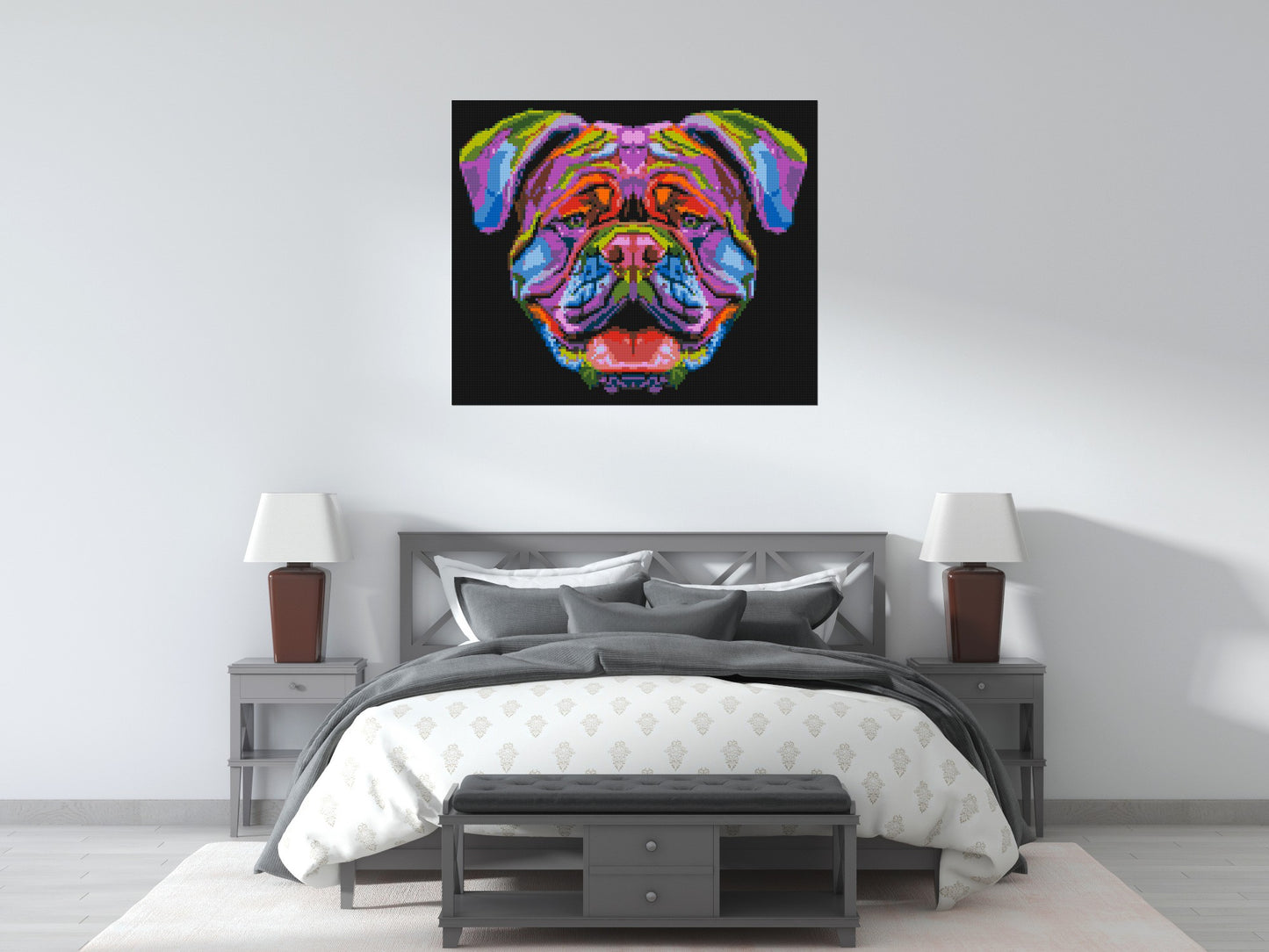 British Bulldog Colourful Pop Art - Brick Art Mosaic Kit 6x5 large