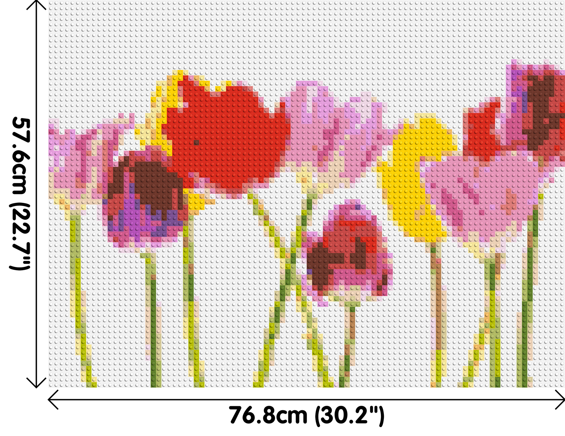 Colourful Tulips - Brick Art Mosaic Kit 4x3 dimensions