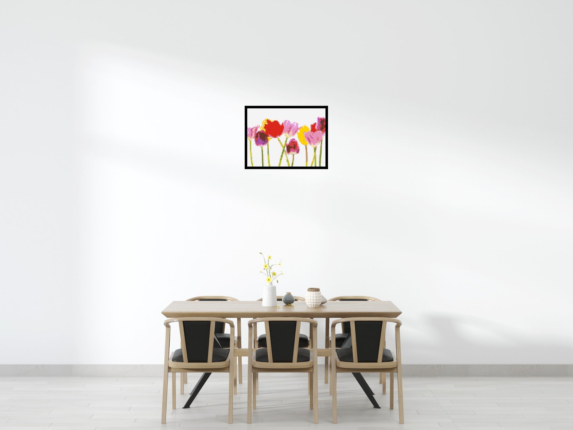 Colourful Tulips - Brick Art Mosaic Kit 4x3 scene with frame