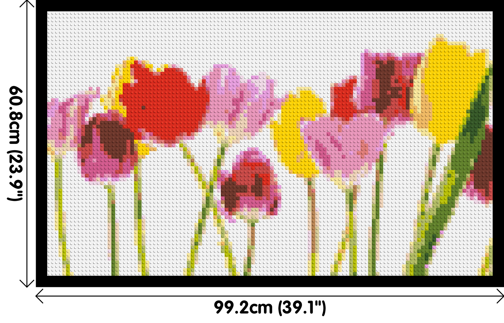 Colourful Tulips - Brick Art Mosaic Kit 5x3 dimensions with frame