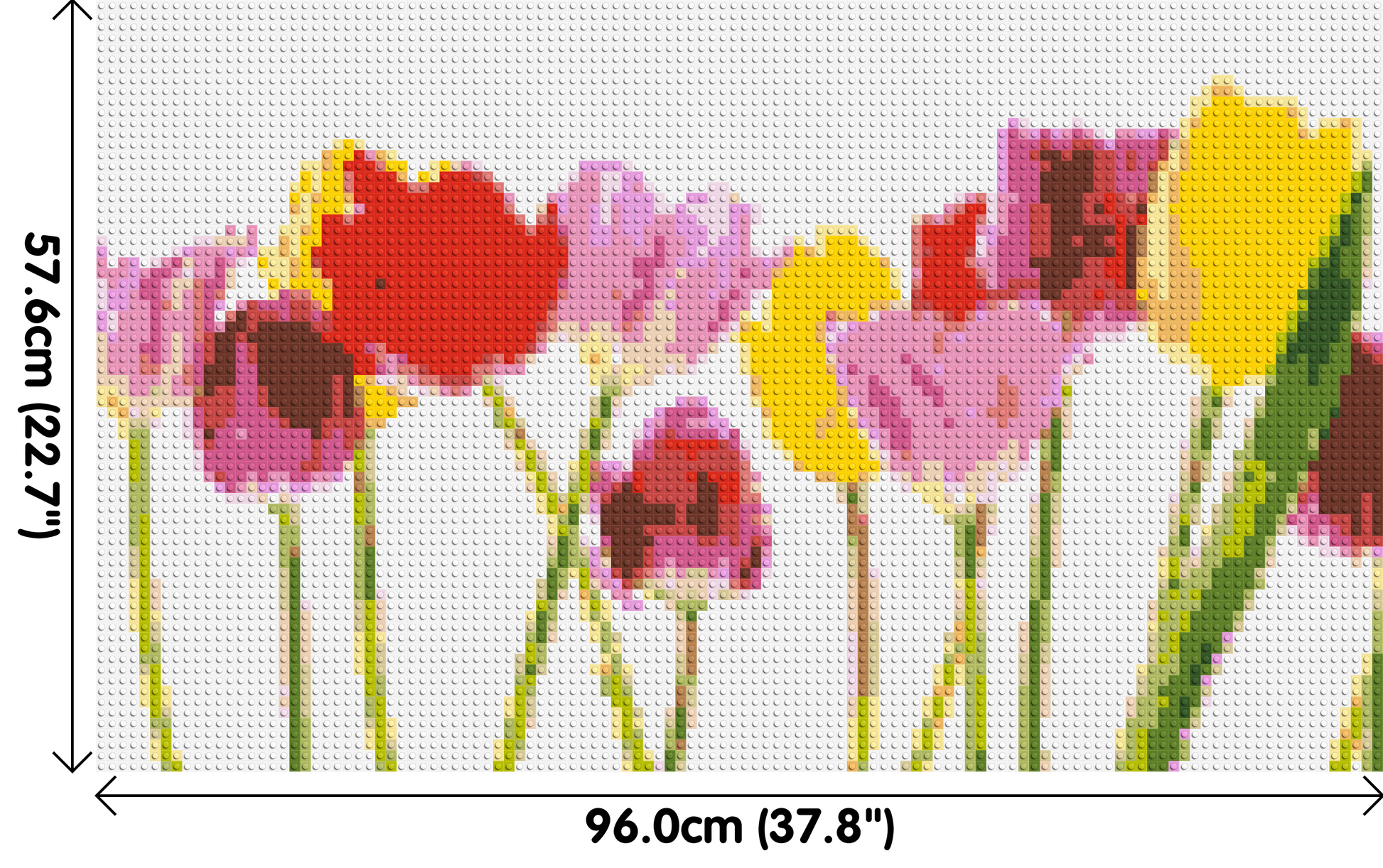 Colourful Tulips - Brick Art Mosaic Kit 5x3 dimensions