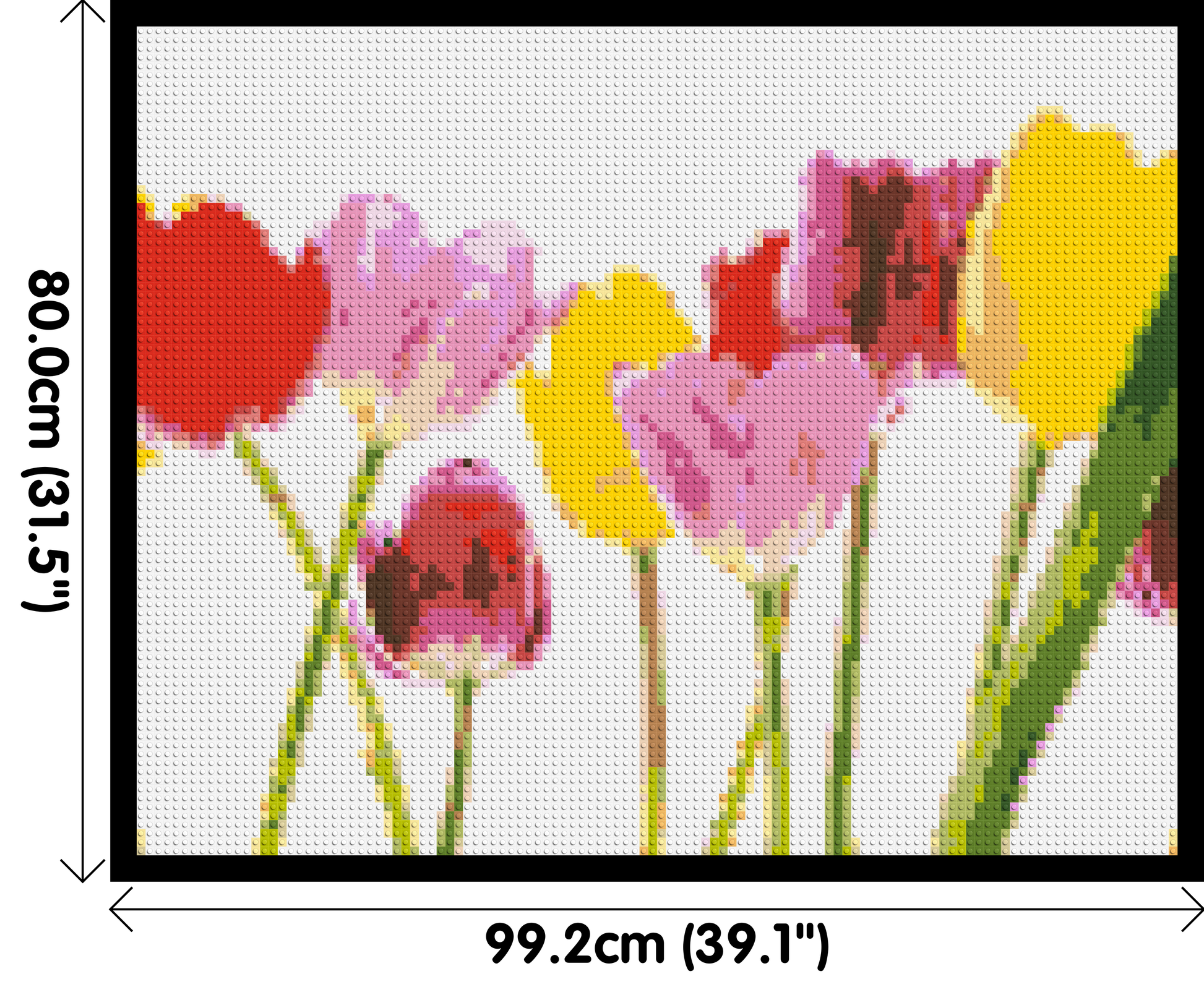 Colourful Tulips - Brick Art Mosaic Kit 5x4 dimensions with frame