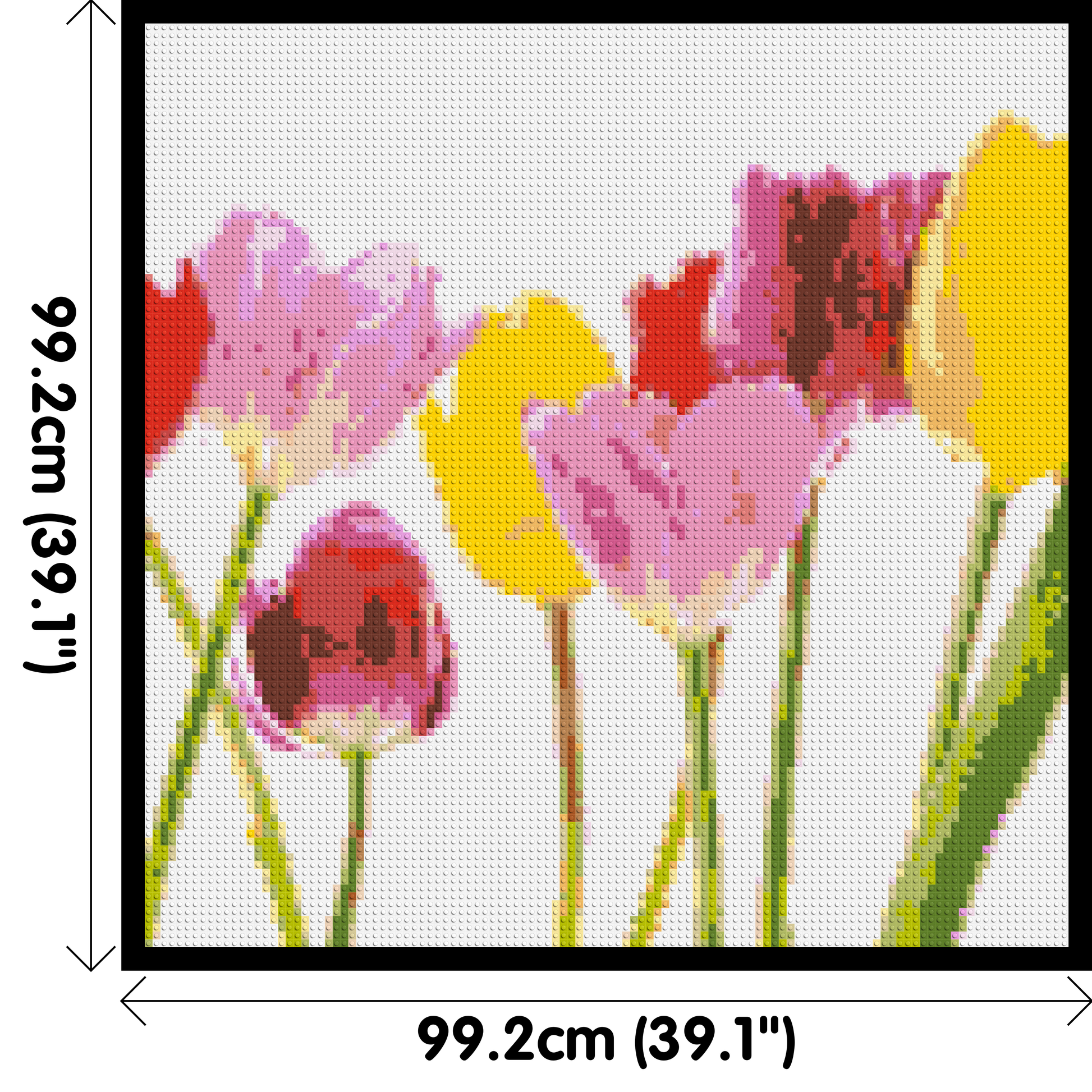 Colourful Tulips - Brick Art Mosaic Kit 5x5 dimensions with frame