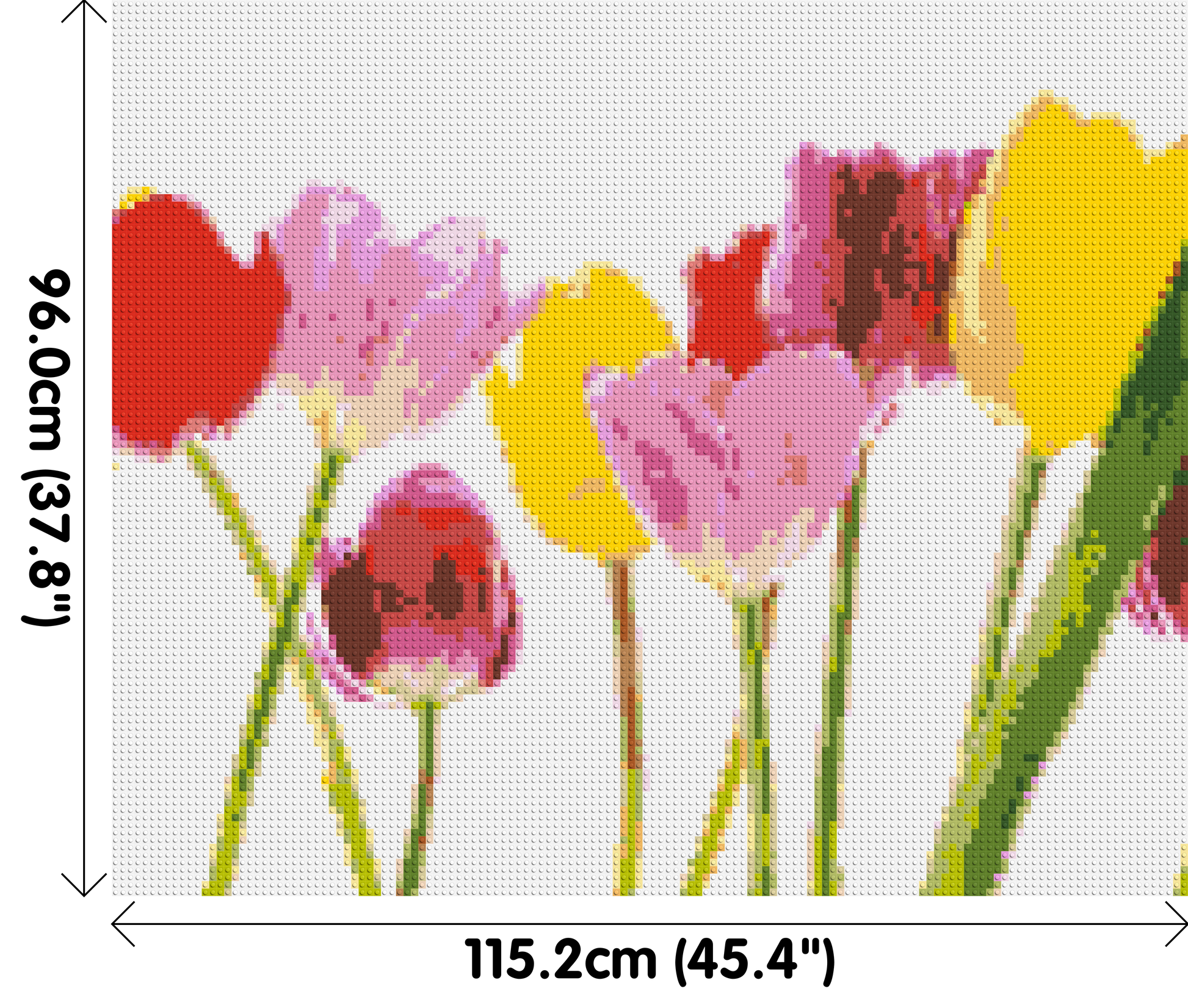 Colourful Tulips - Brick Art Mosaic Kit 6x5 dimensions