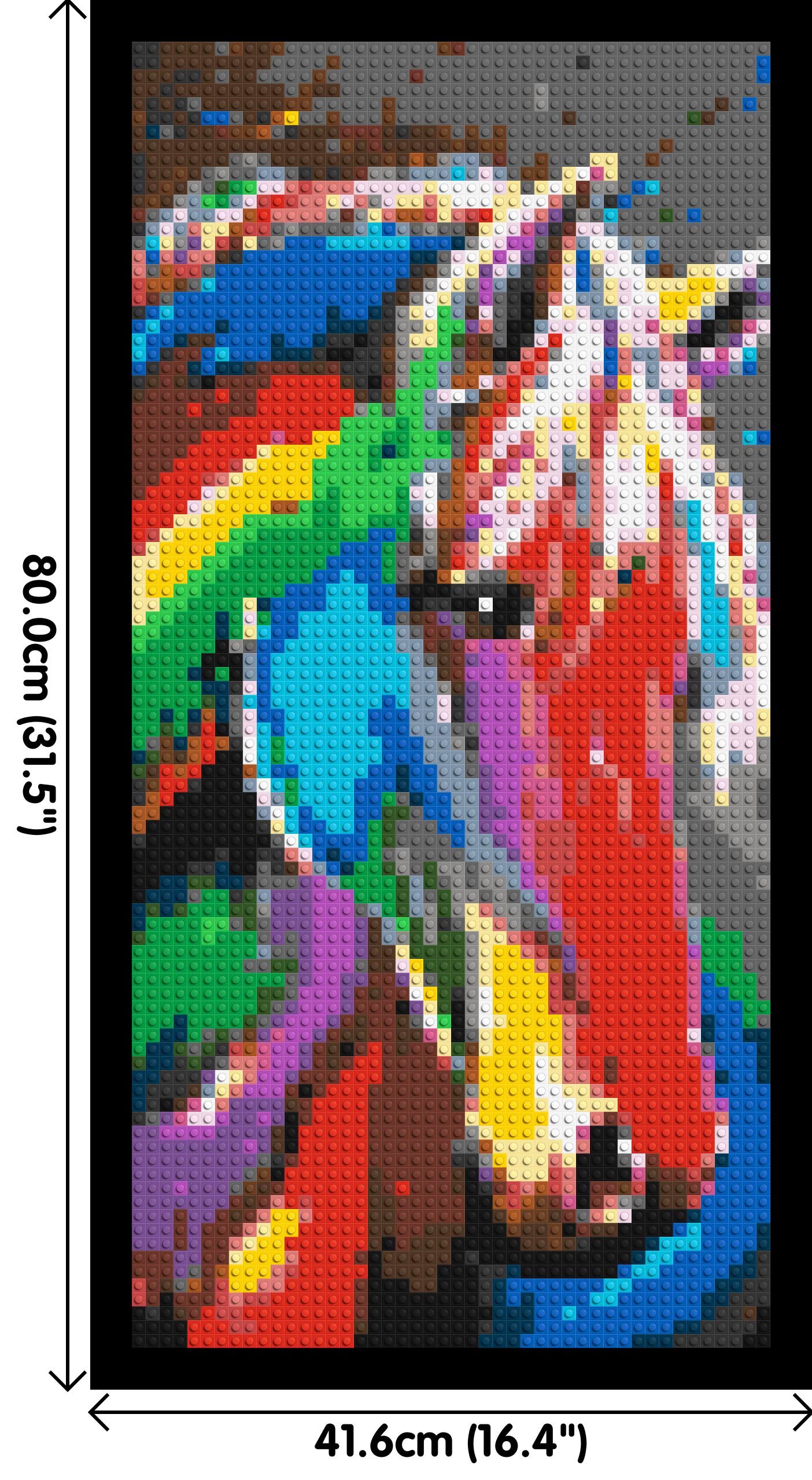 Rainbow Horse Colourful Pop Art - Brick Art Mosaic Kit 2x4 dimensions with frame