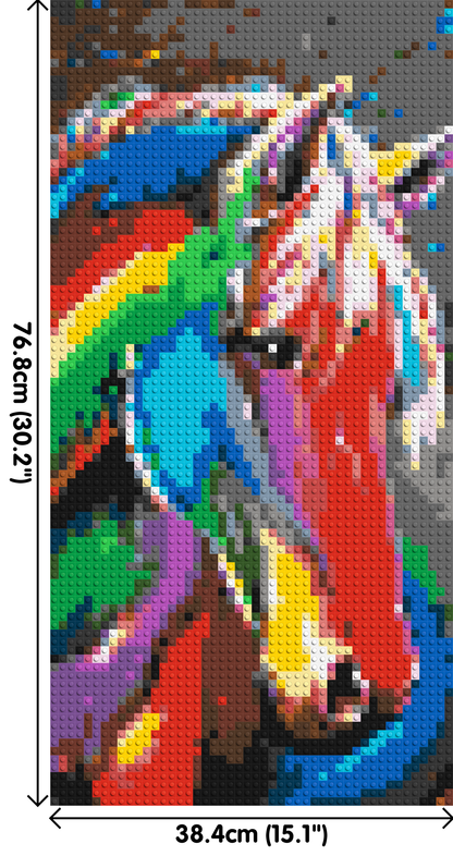 Rainbow Horse Colourful Pop Art - Brick Art Mosaic Kit 2x4 large