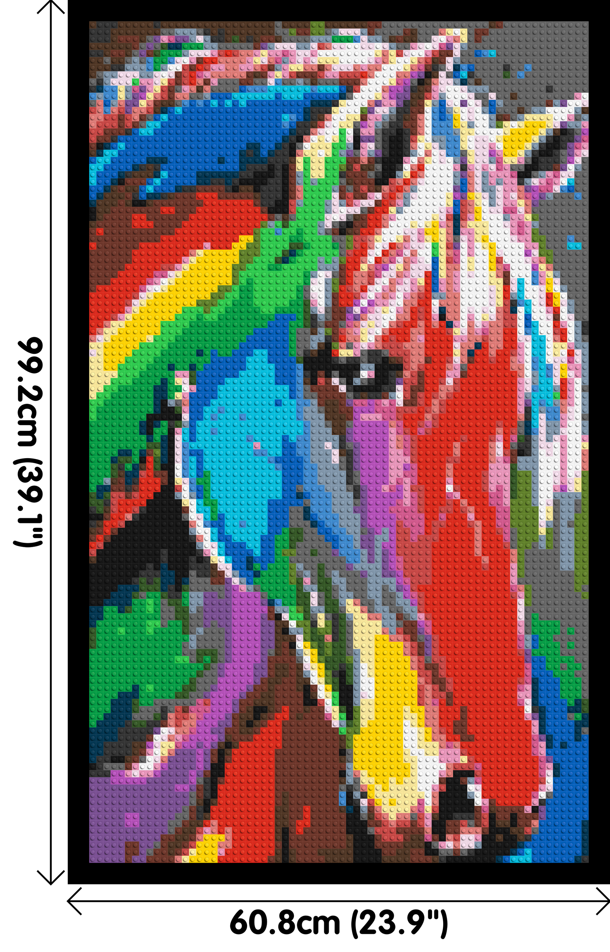 Rainbow Horse Colourful Pop Art - Brick Art Mosaic Kit 3x5 dimensions with frame