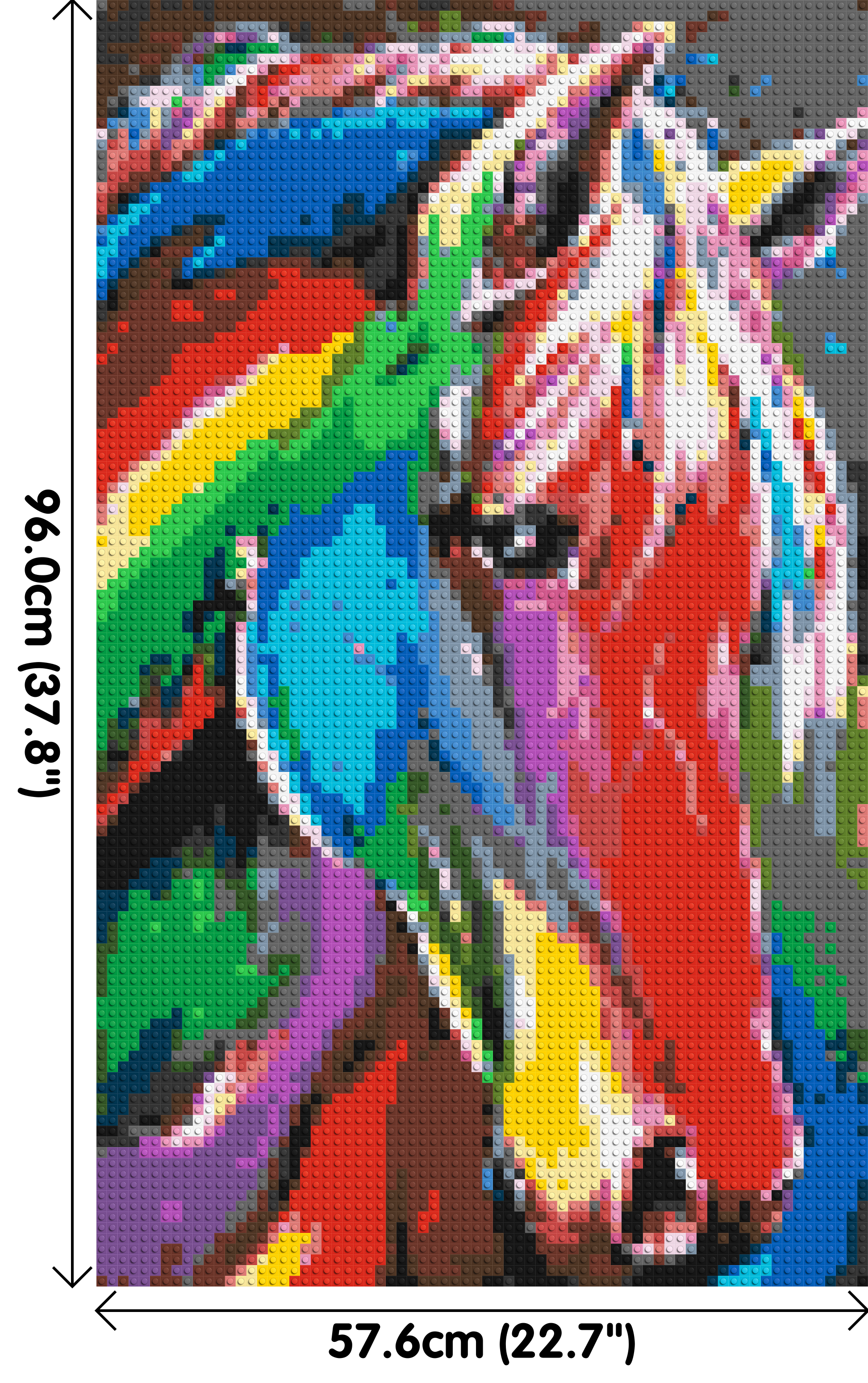 Rainbow Horse Colourful Pop Art - Brick Art Mosaic Kit 3x5 dimensions