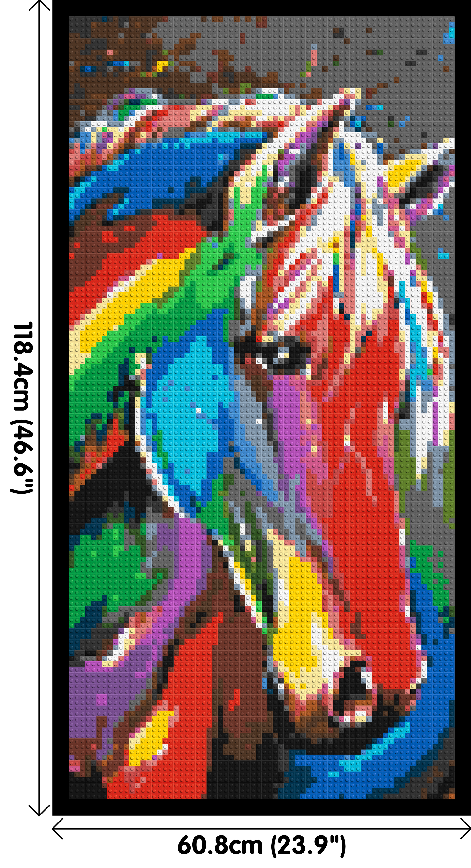 Rainbow Horse Colourful Pop Art - Brick Art Mosaic Kit 3x6 dimensions with frame