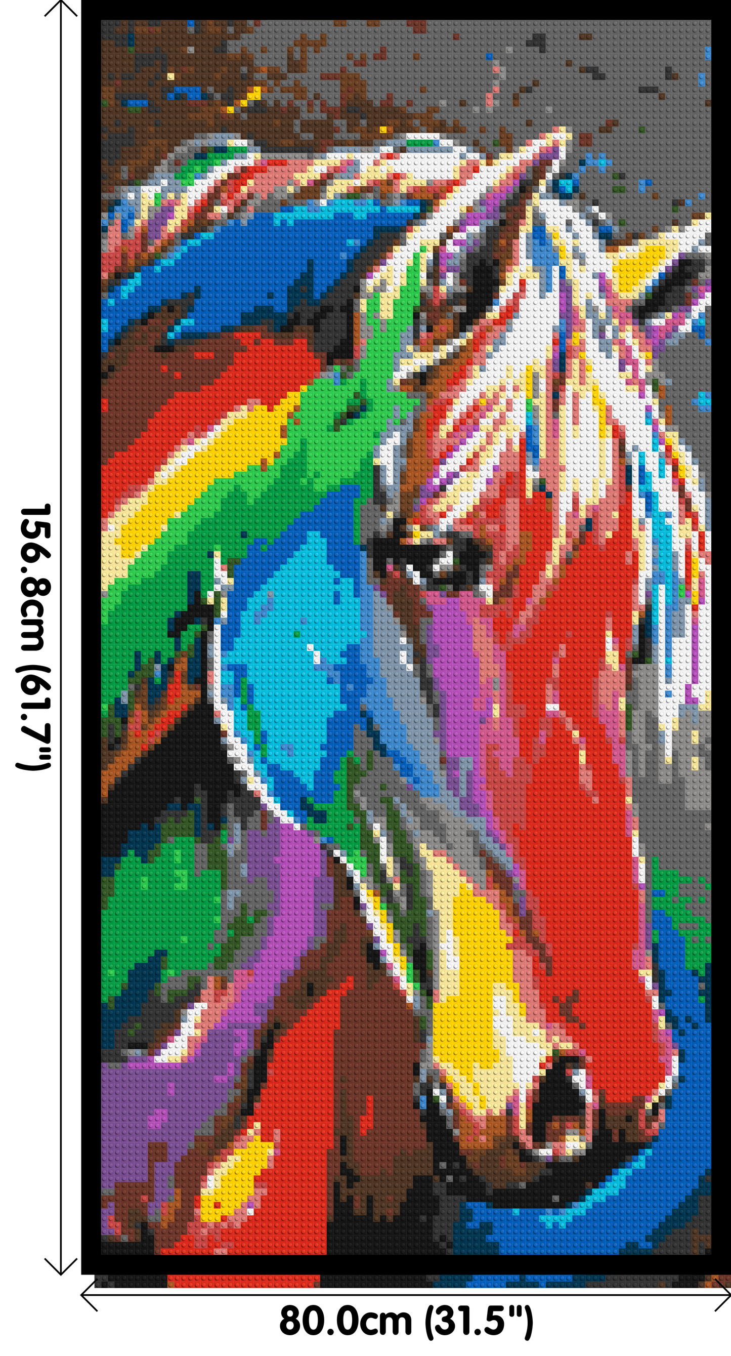 Rainbow Horse Colourful Pop Art - Brick Art Mosaic Kit 4x8 large