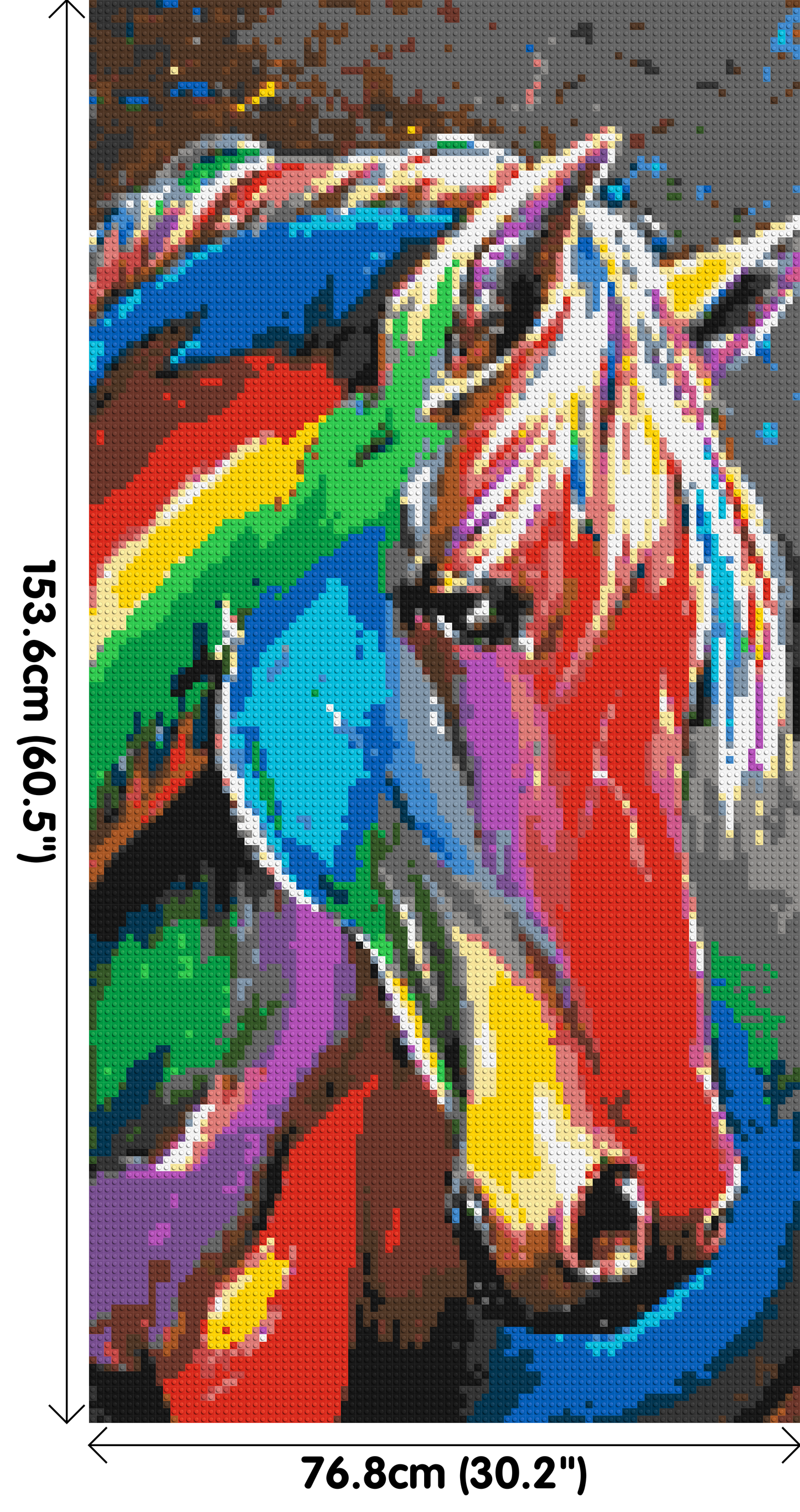 Rainbow Horse Colourful Pop Art - Brick Art Mosaic Kit 4x8 large