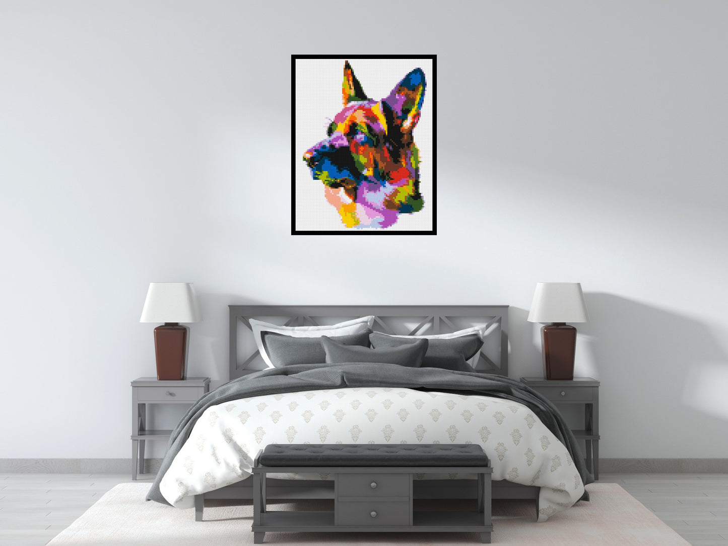 German Shepherd Colourful Pop Art - Brick Art Mosaic Kit 4x5 large