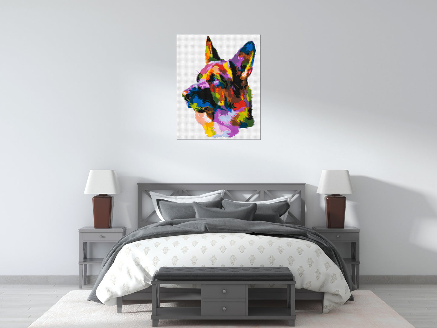 German Shepherd Colourful Pop Art - Brick Art Mosaic Kit 4x5 large